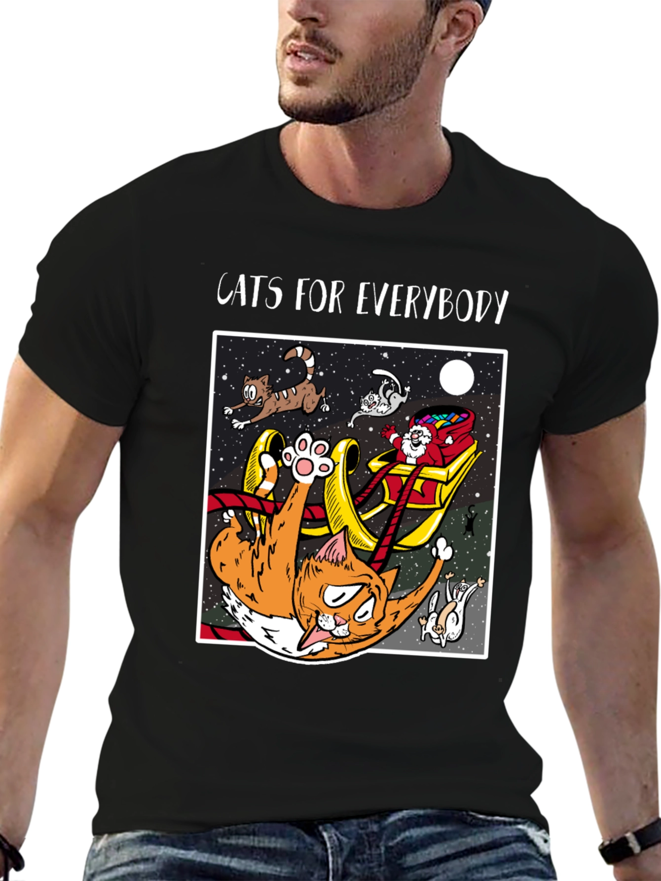 Cats For Everybody T-Shirt: Funny Cat Christmas Tee