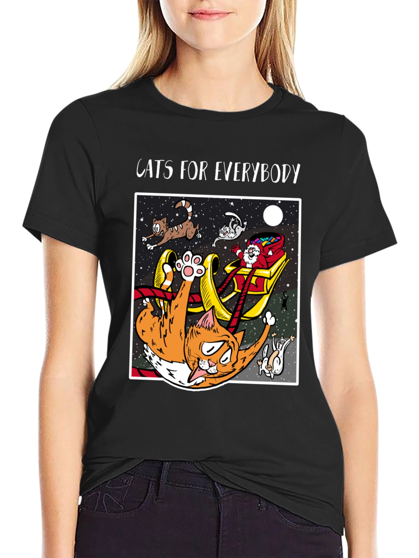 Cats For Everybody T-Shirt: Funny Cat Christmas Tee