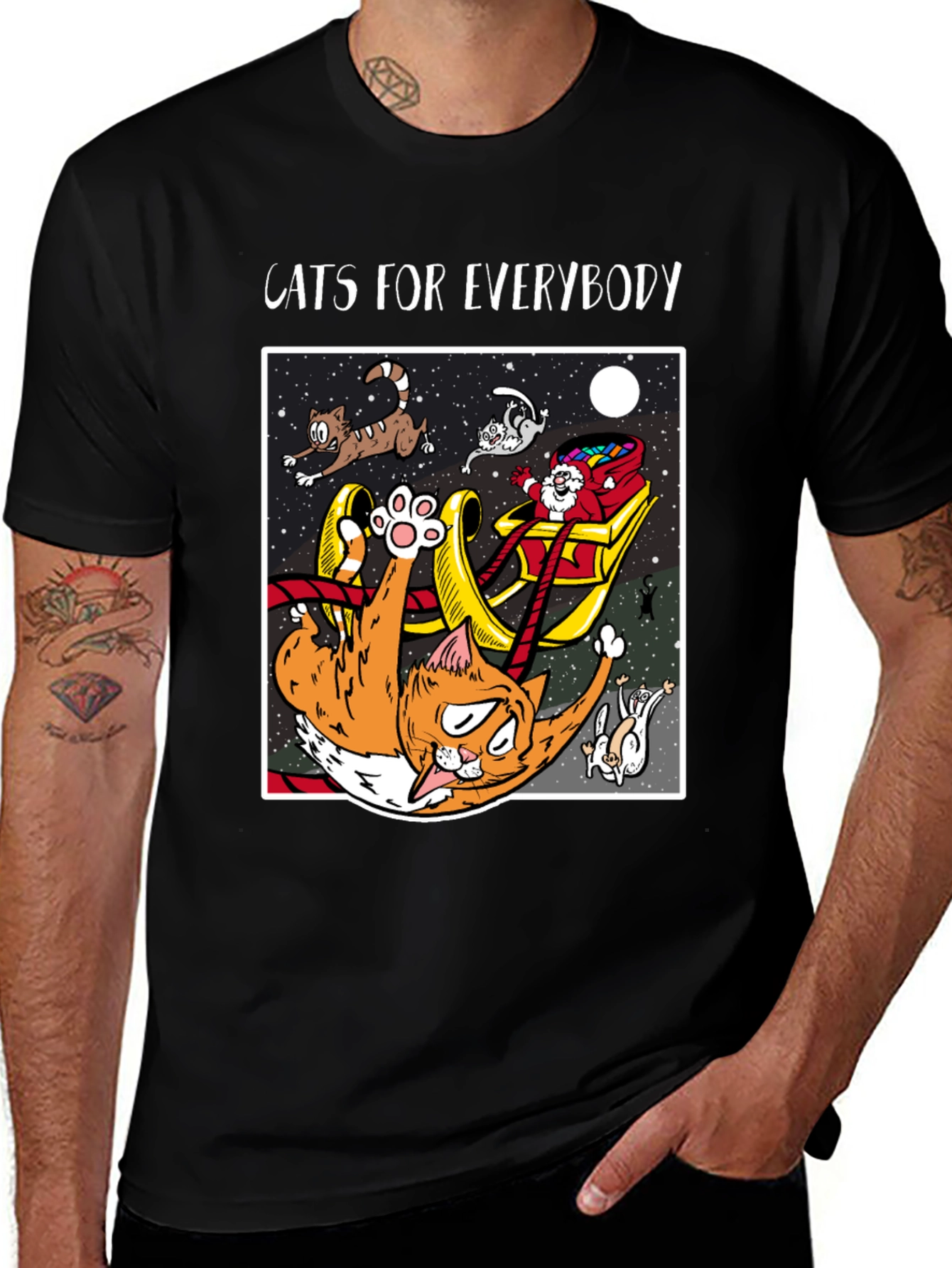 Cats For Everybody T-Shirt: Funny Cat Christmas Tee
