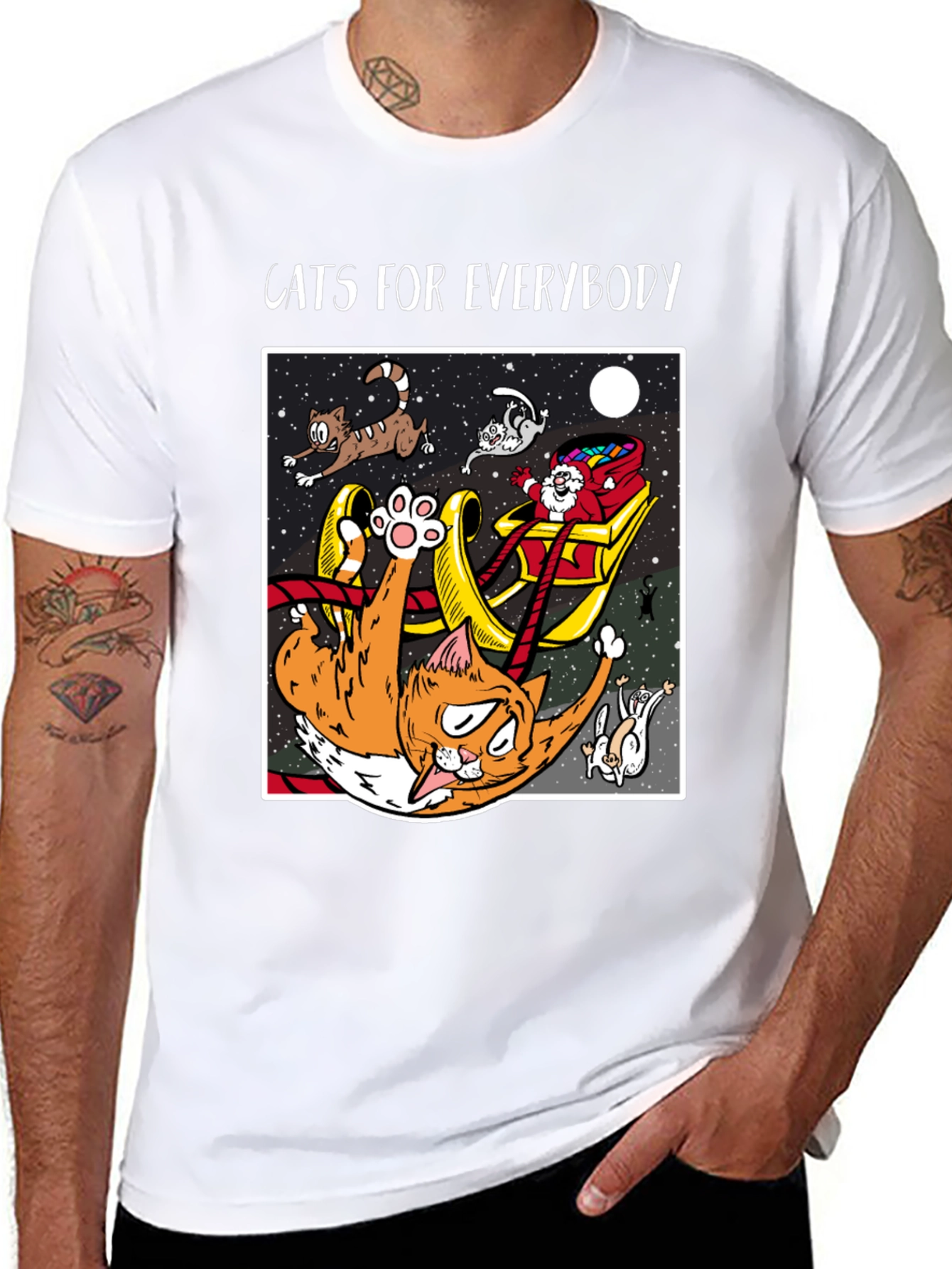 Cats For Everybody T-Shirt: Funny Cat Christmas Tee