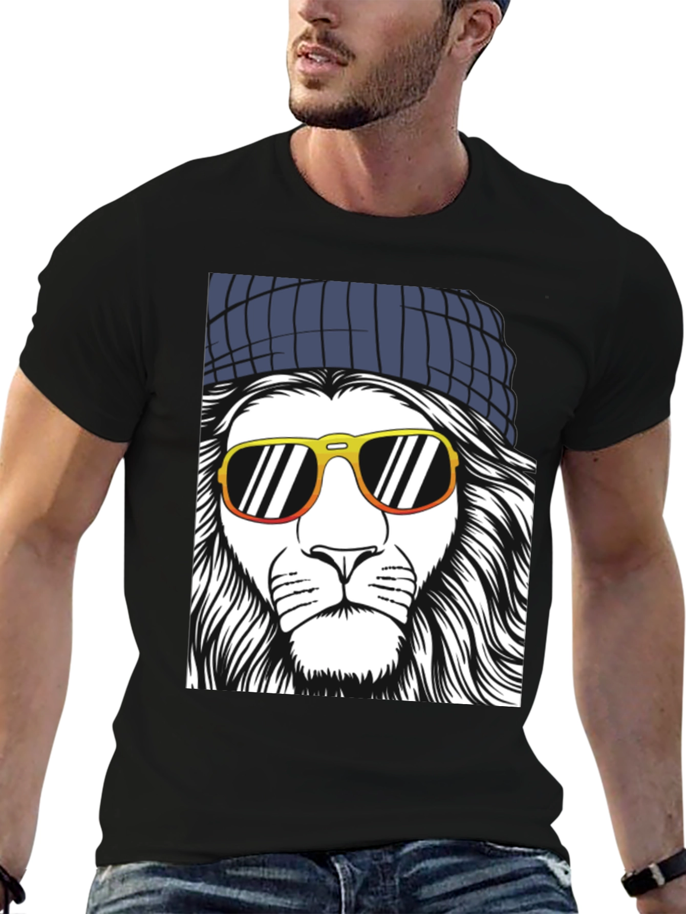 Cool Lion Graphic Tee - Mens Black T-Shirt