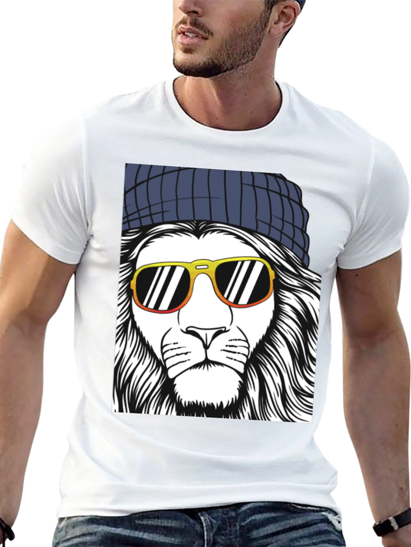 Cool Lion Graphic Tee - Mens Black T-Shirt