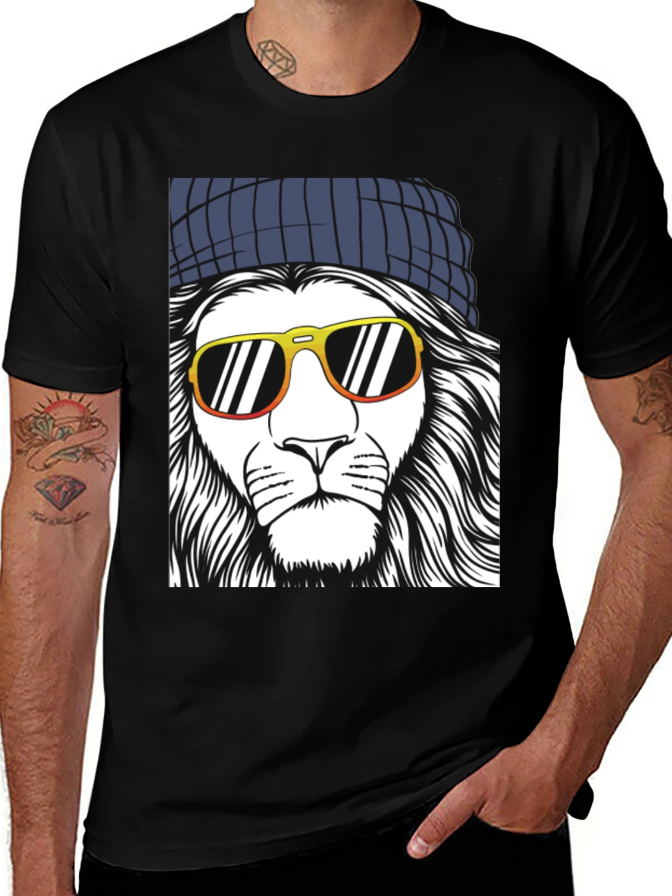 Cool Lion Graphic Tee - Mens Black T-Shirt