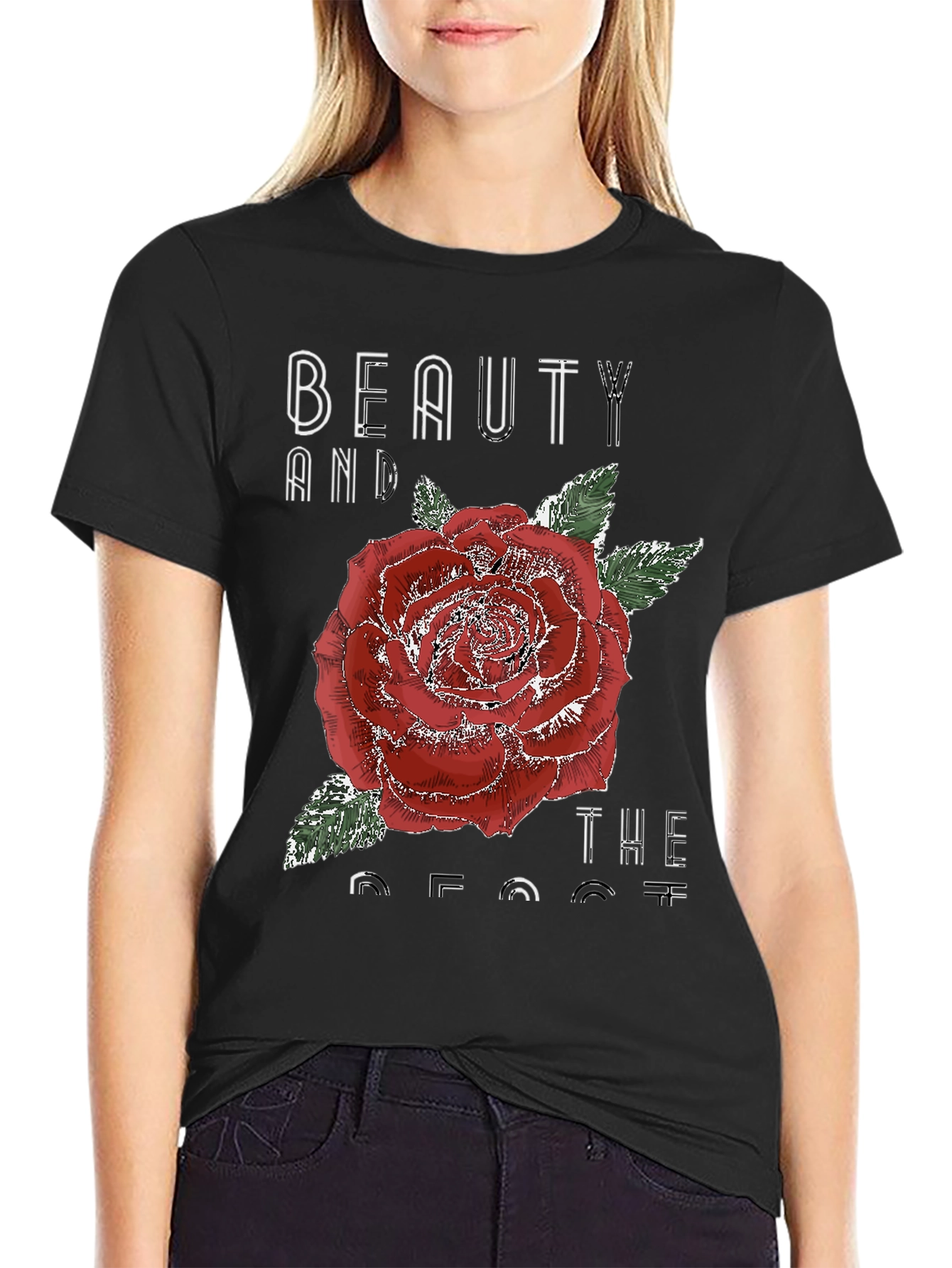Beauty and the Beast Rose Graphic T-Shirt