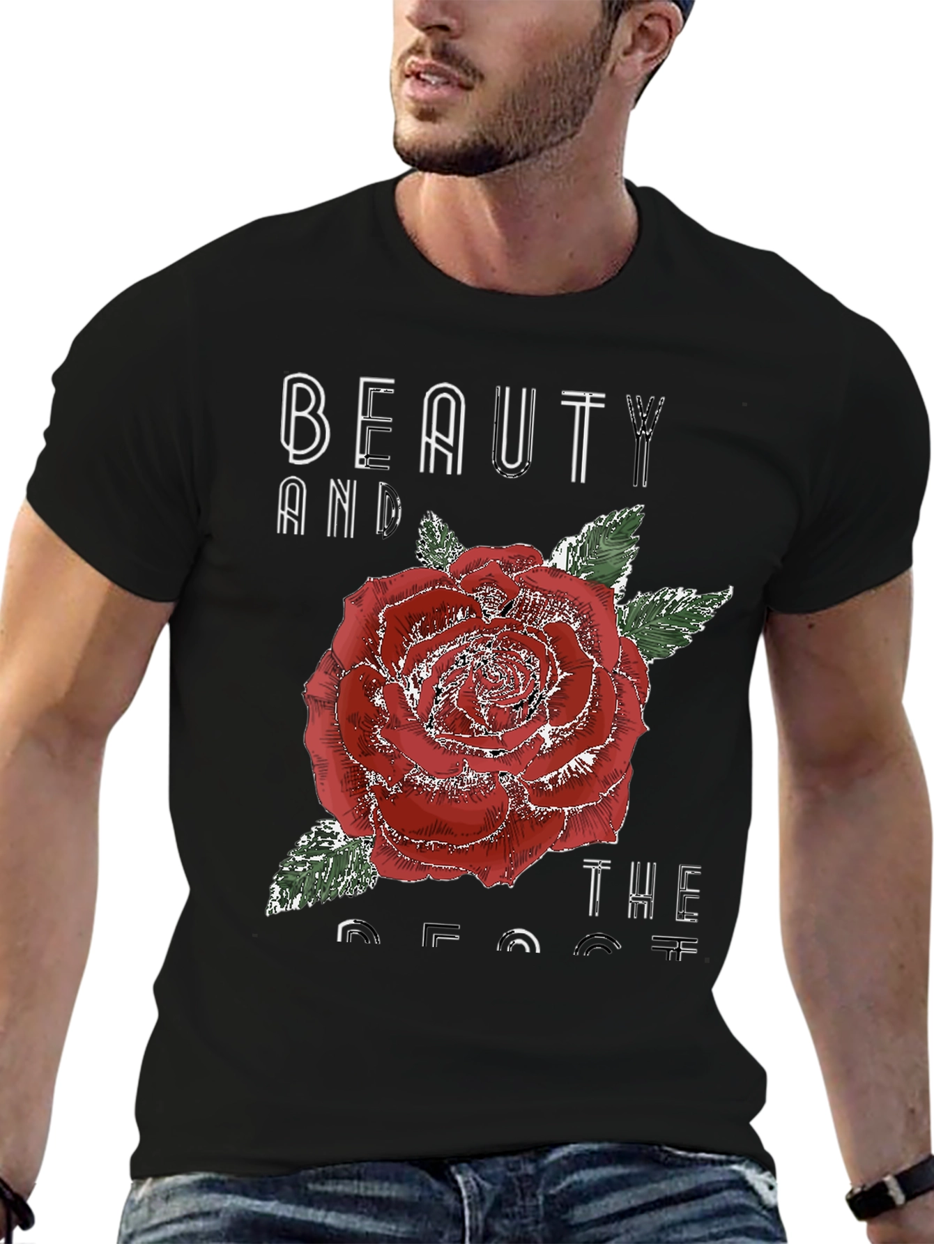 Beauty and the Beast Rose Graphic T-Shirt