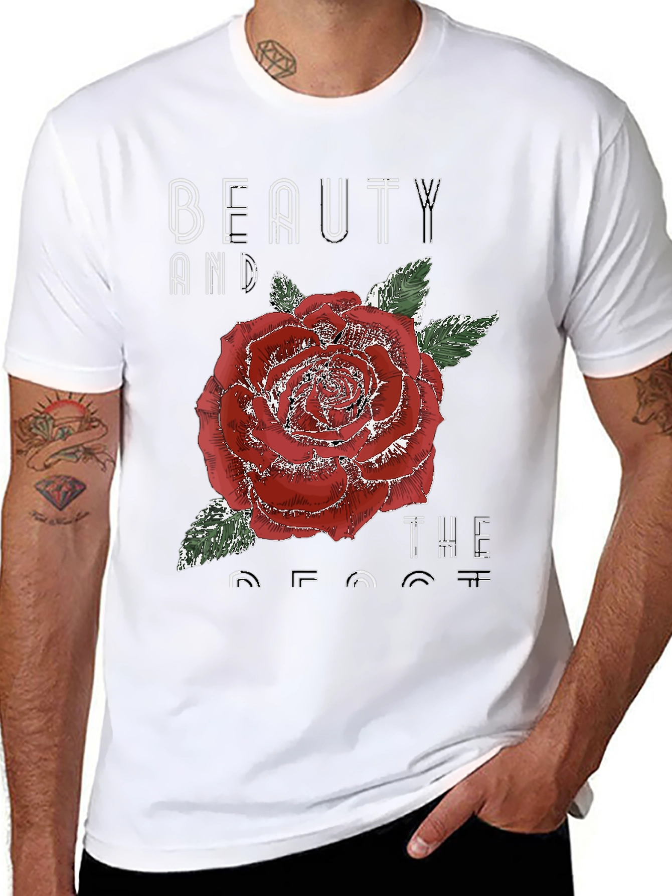 Beauty and the Beast Rose Graphic T-Shirt