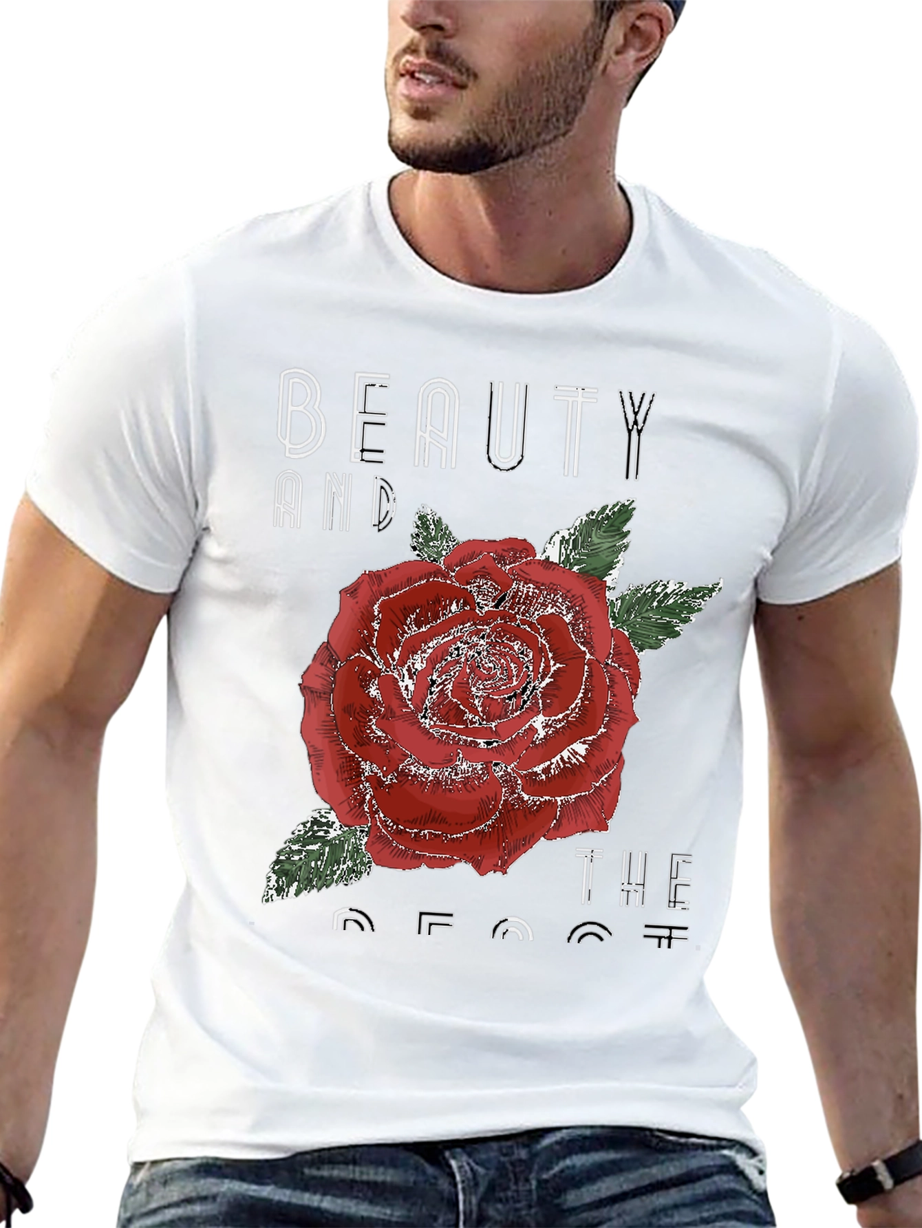 Beauty and the Beast Rose Graphic T-Shirt