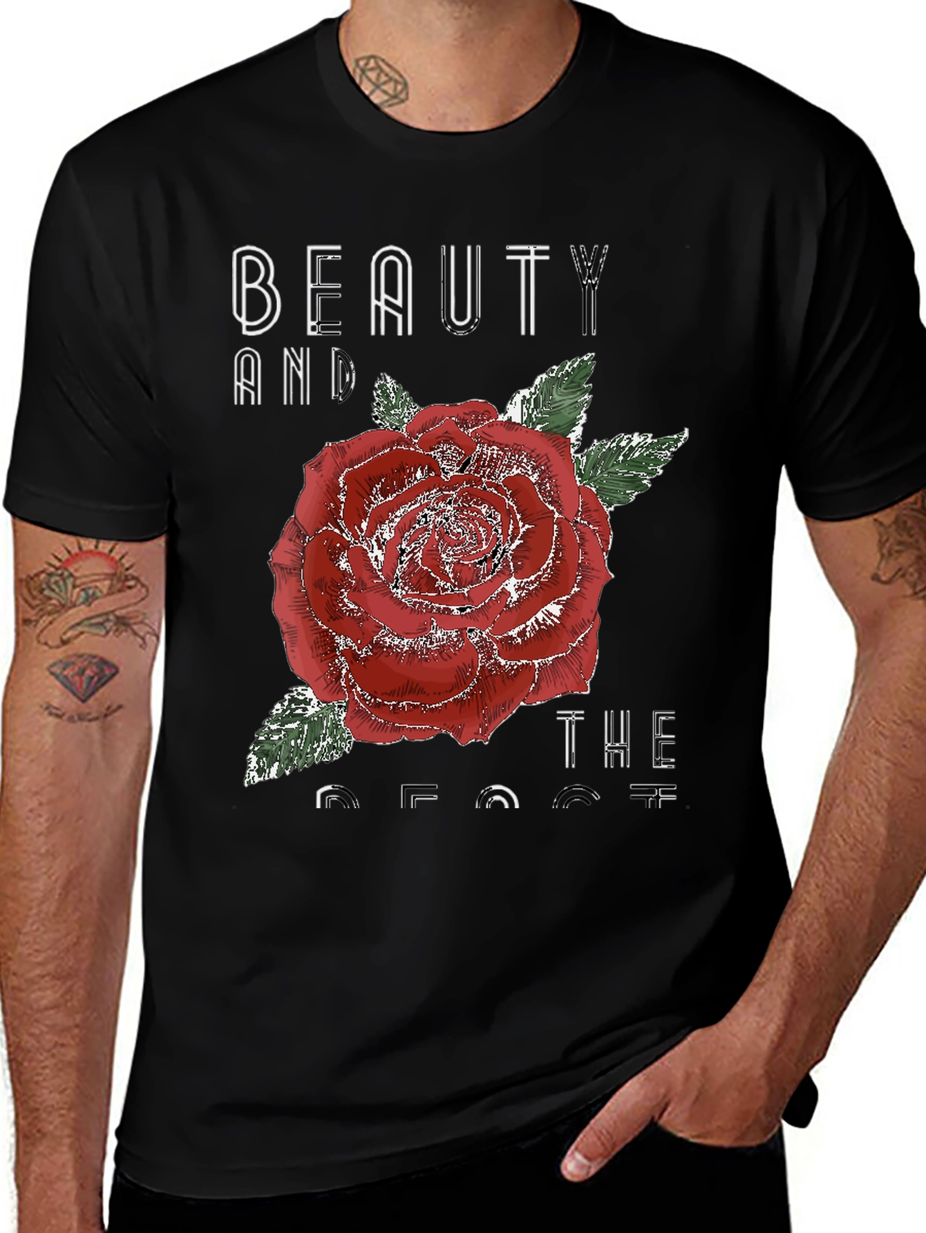 Beauty and the Beast Rose Graphic T-Shirt