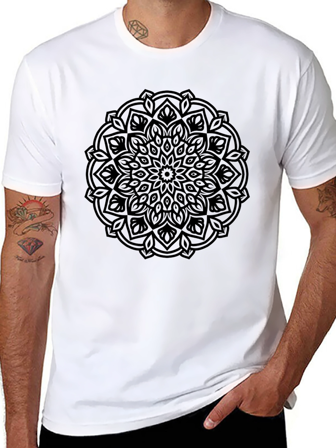 Black Mandala Graphic T-Shirt - Casual Style
