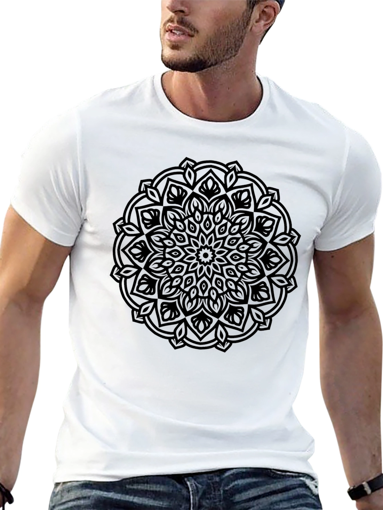 Black Mandala Graphic T-Shirt - Casual Style