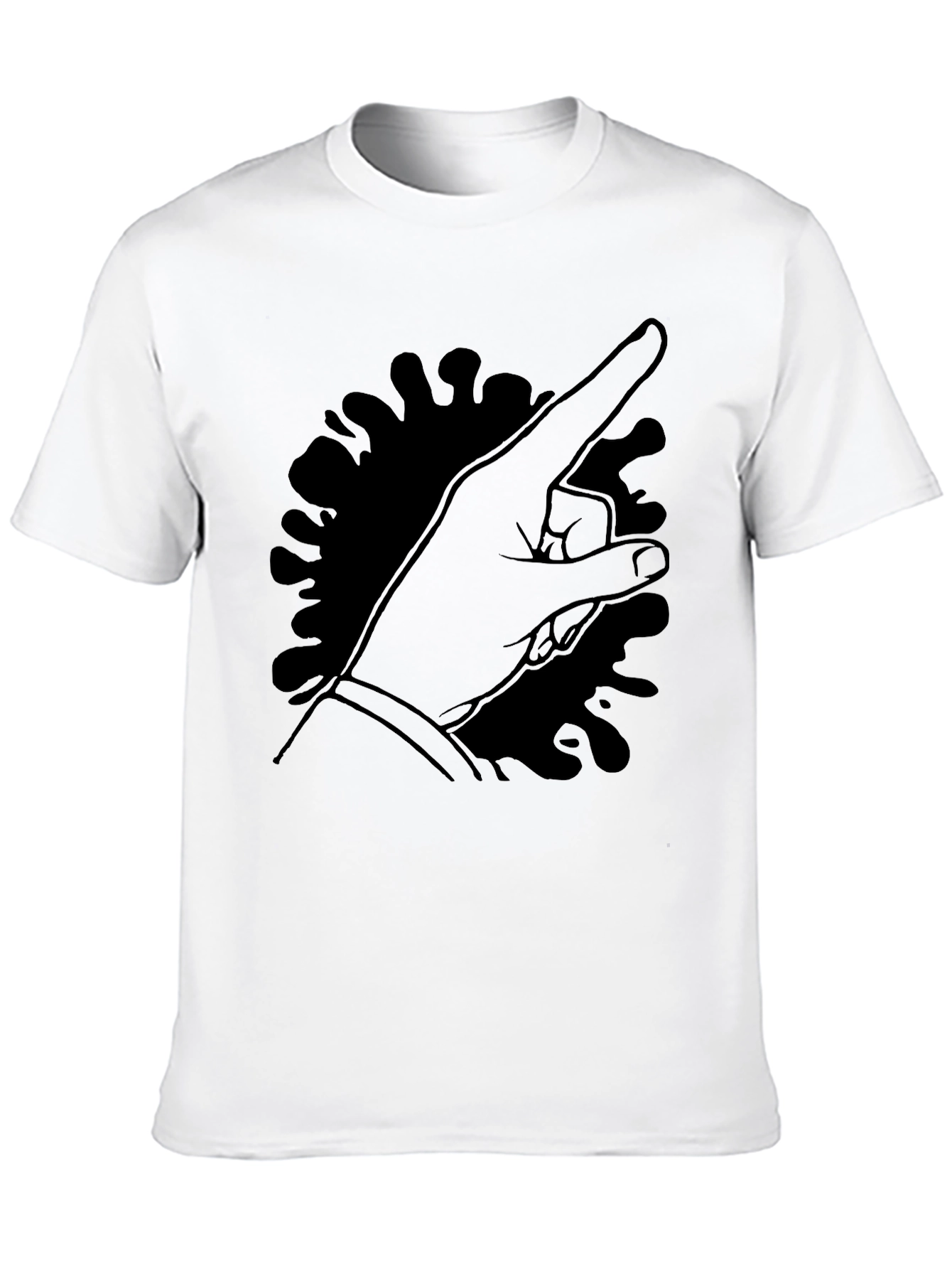 Pointing Hand Graphic Tee - Black Cotton T-Shirt