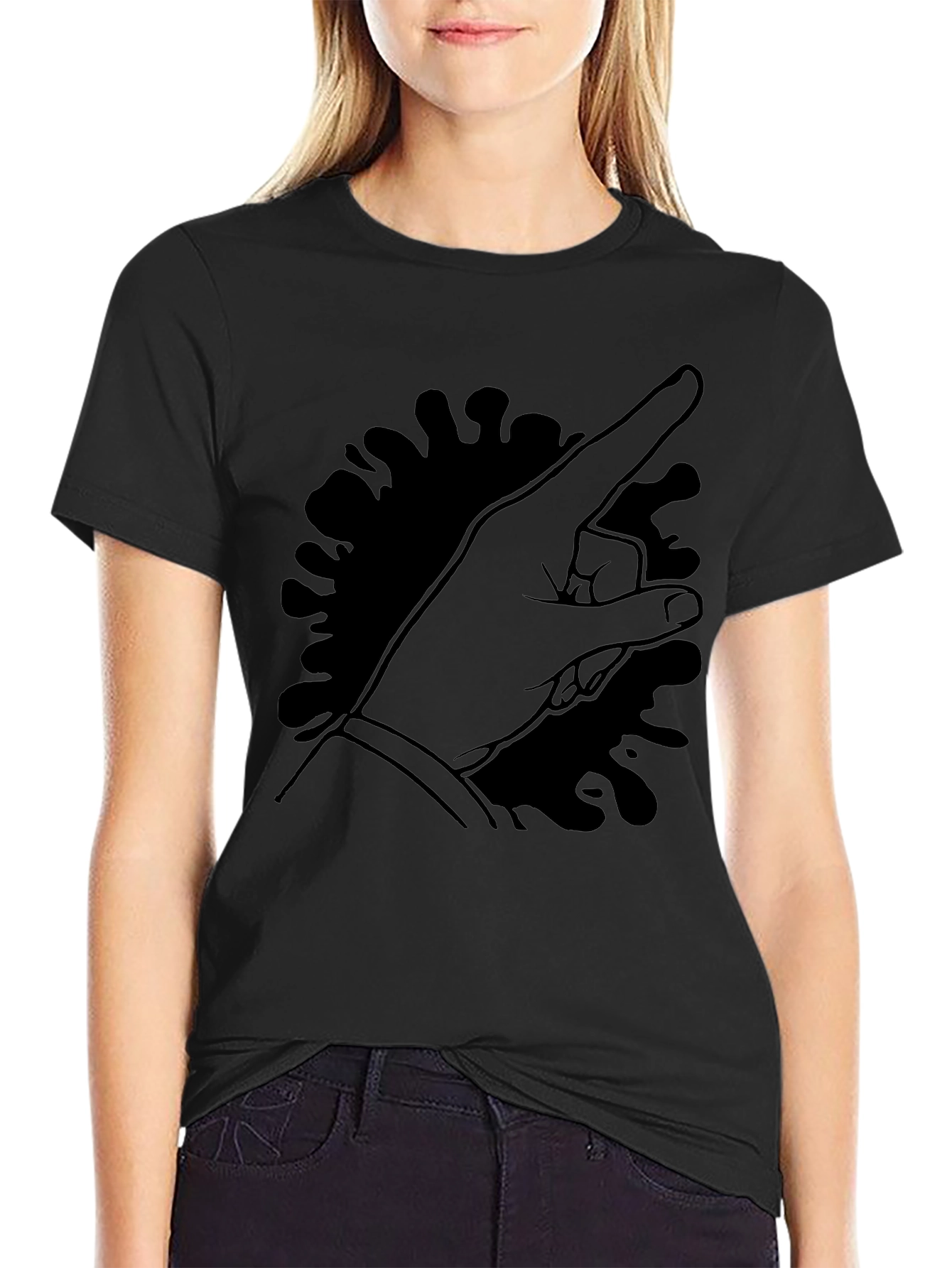 Pointing Hand Graphic Tee - Black Cotton T-Shirt