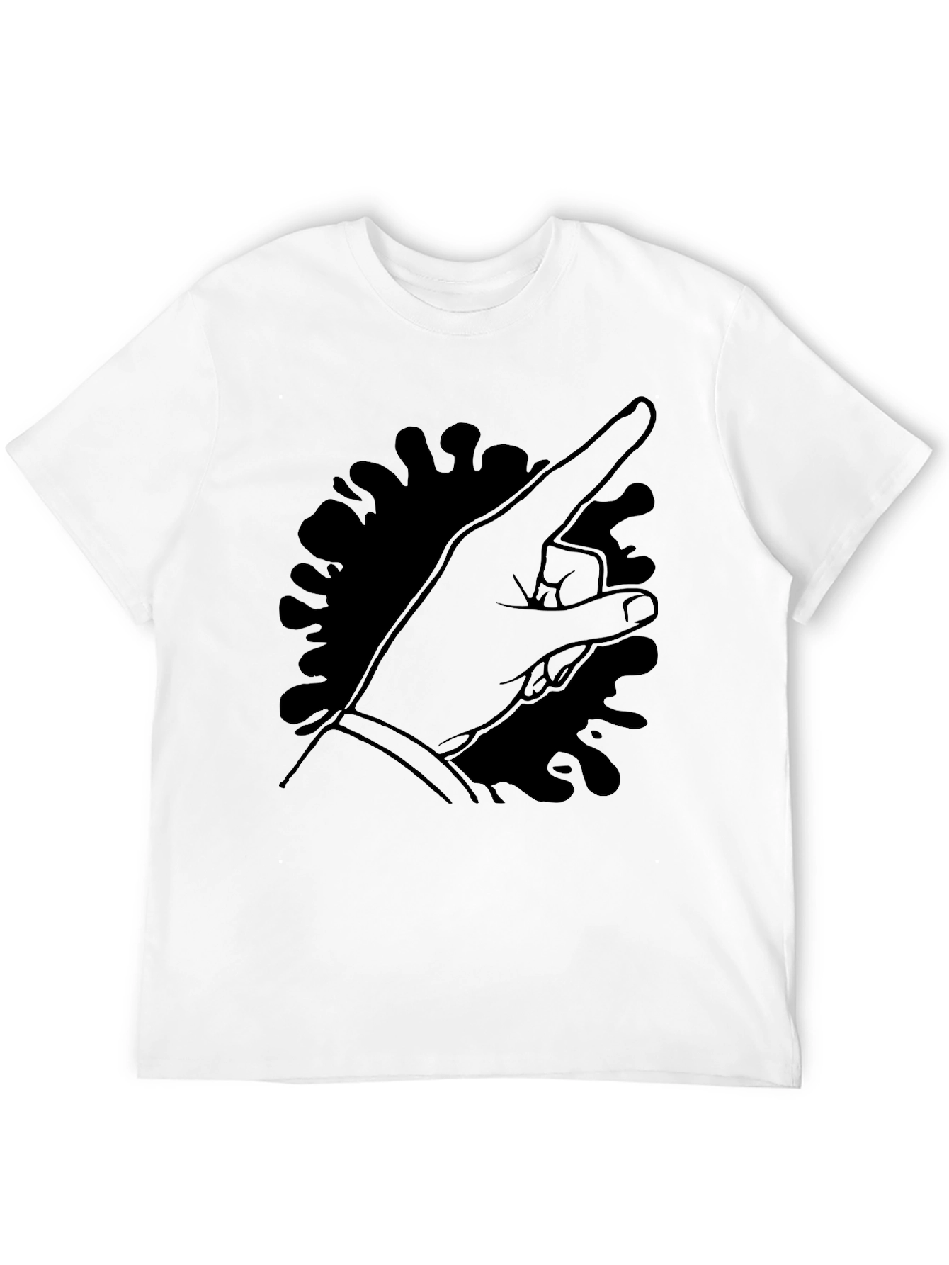 Pointing Hand Graphic Tee - Black Cotton T-Shirt
