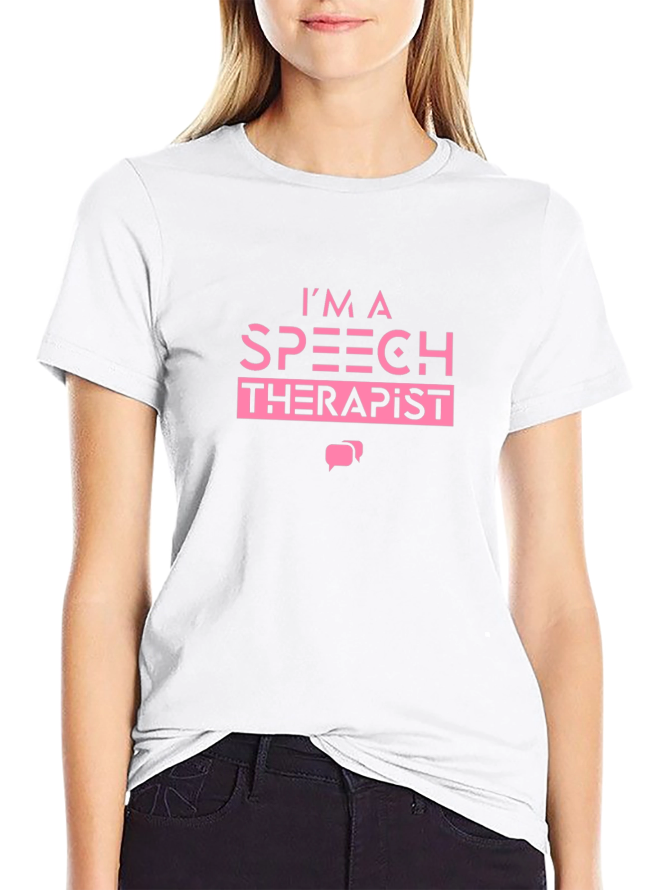 Speech Therapist Graphic T-Shirt Pink Text on Black