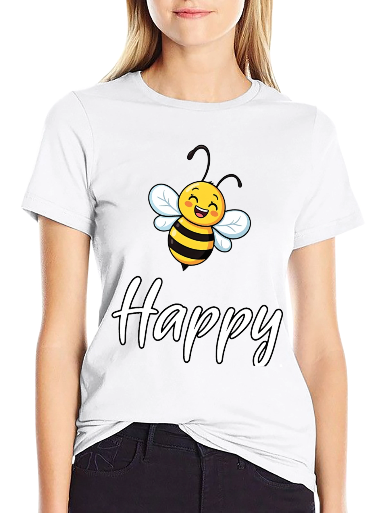 Happy Bee Graphic Tee - Unisex Black T-Shirt