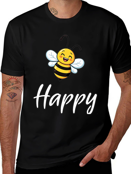 Happy Bee Graphic Tee - Unisex Black T-Shirt