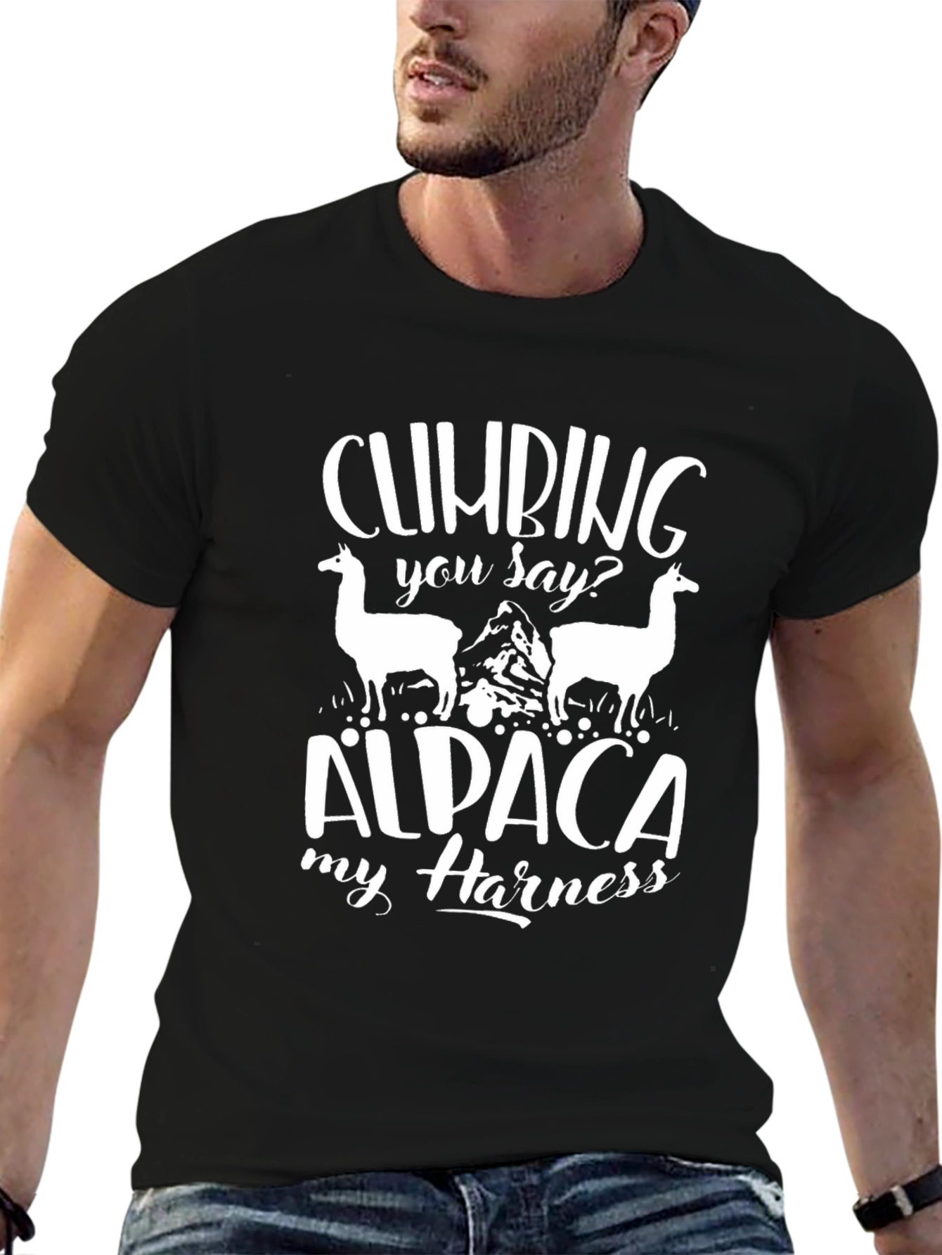 Climbing Alpaca My Harness Funny T-Shirt
