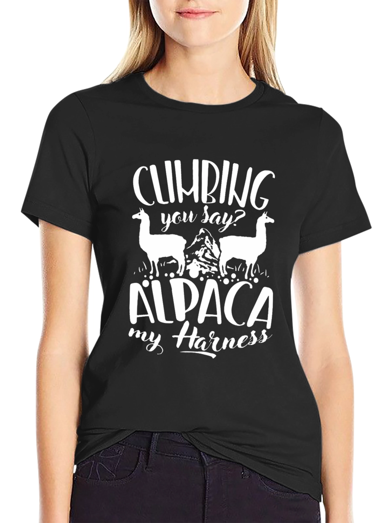 Climbing Alpaca My Harness Funny T-Shirt