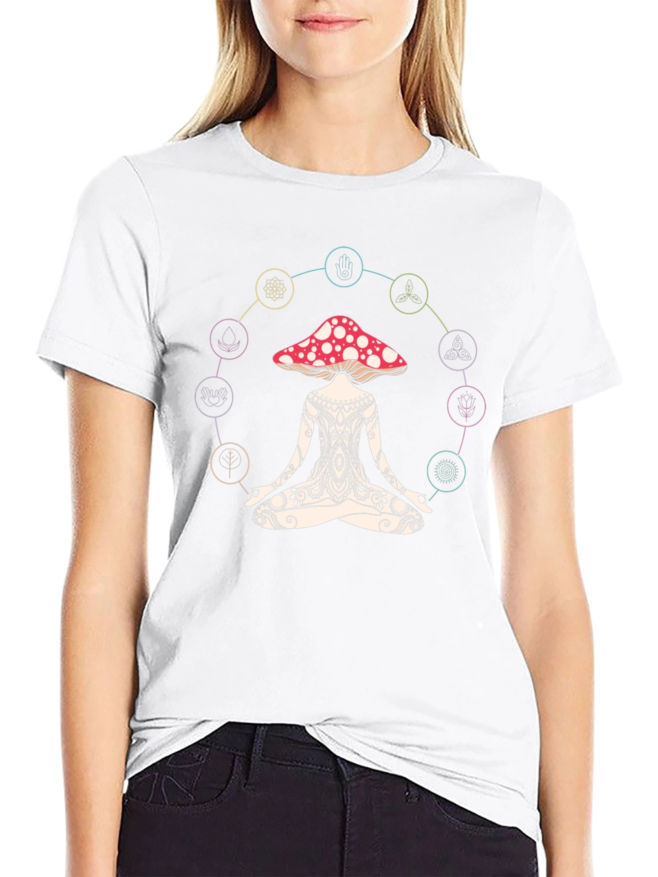 Mushroom Meditator Graphic Tee - Yoga Spiritual Shirt