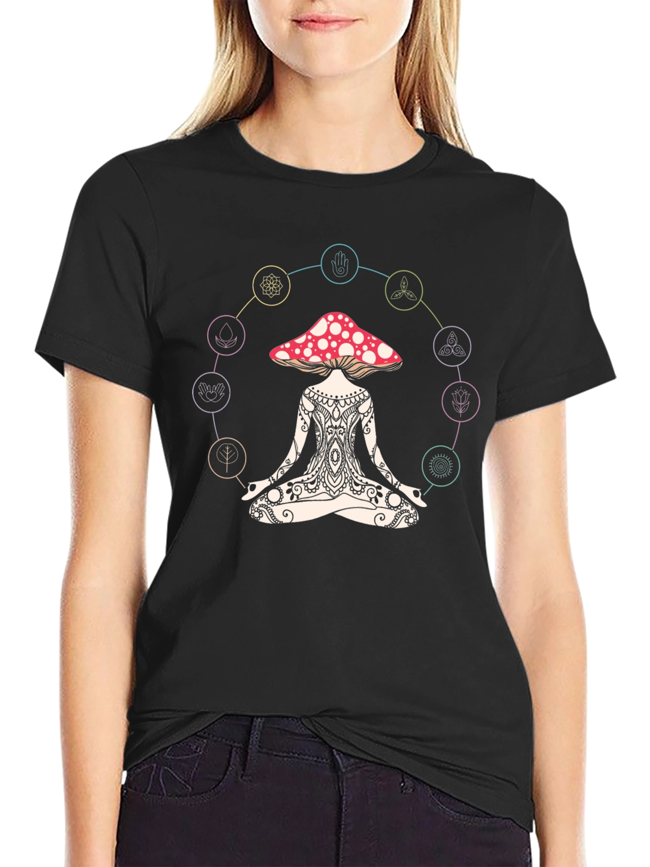 Mushroom Meditator Graphic Tee - Yoga Spiritual Shirt