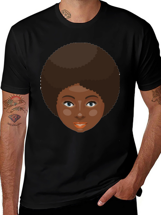 Retro Afro Woman Graphic T-Shirt - Black
