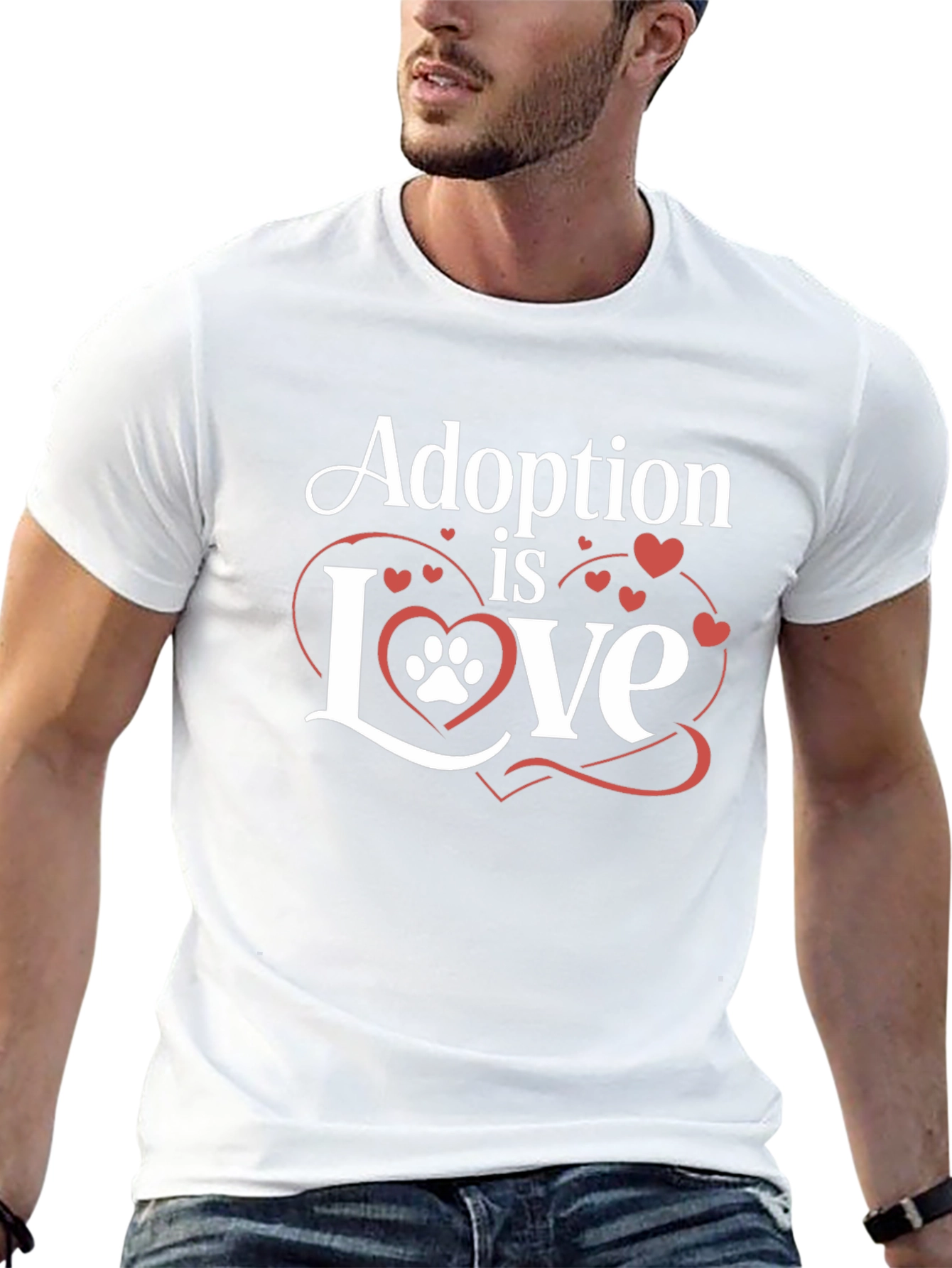 Adoption is Love Paw Print Heart T-Shirt