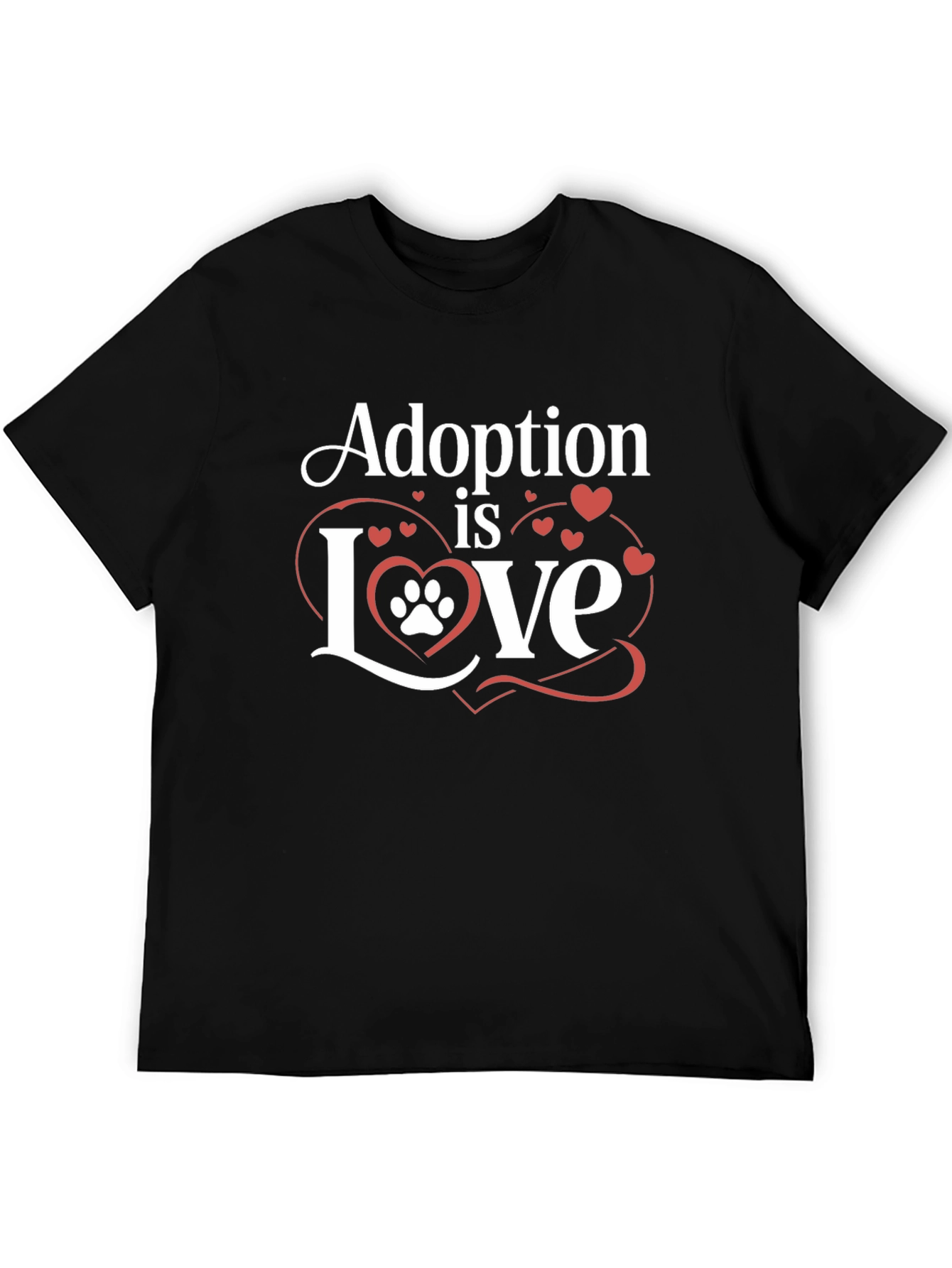 Adoption is Love Paw Print Heart T-Shirt