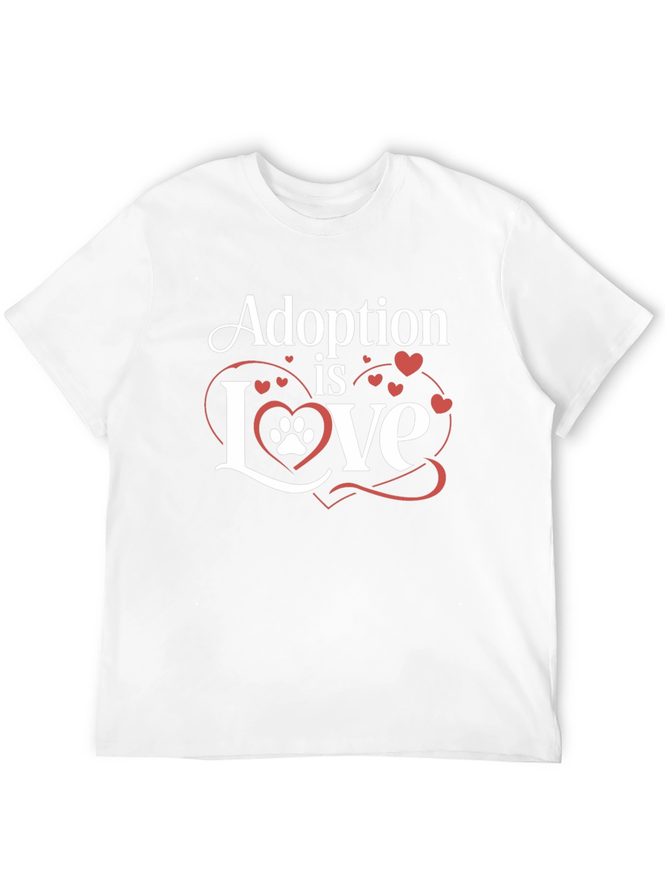 Adoption is Love Paw Print Heart T-Shirt