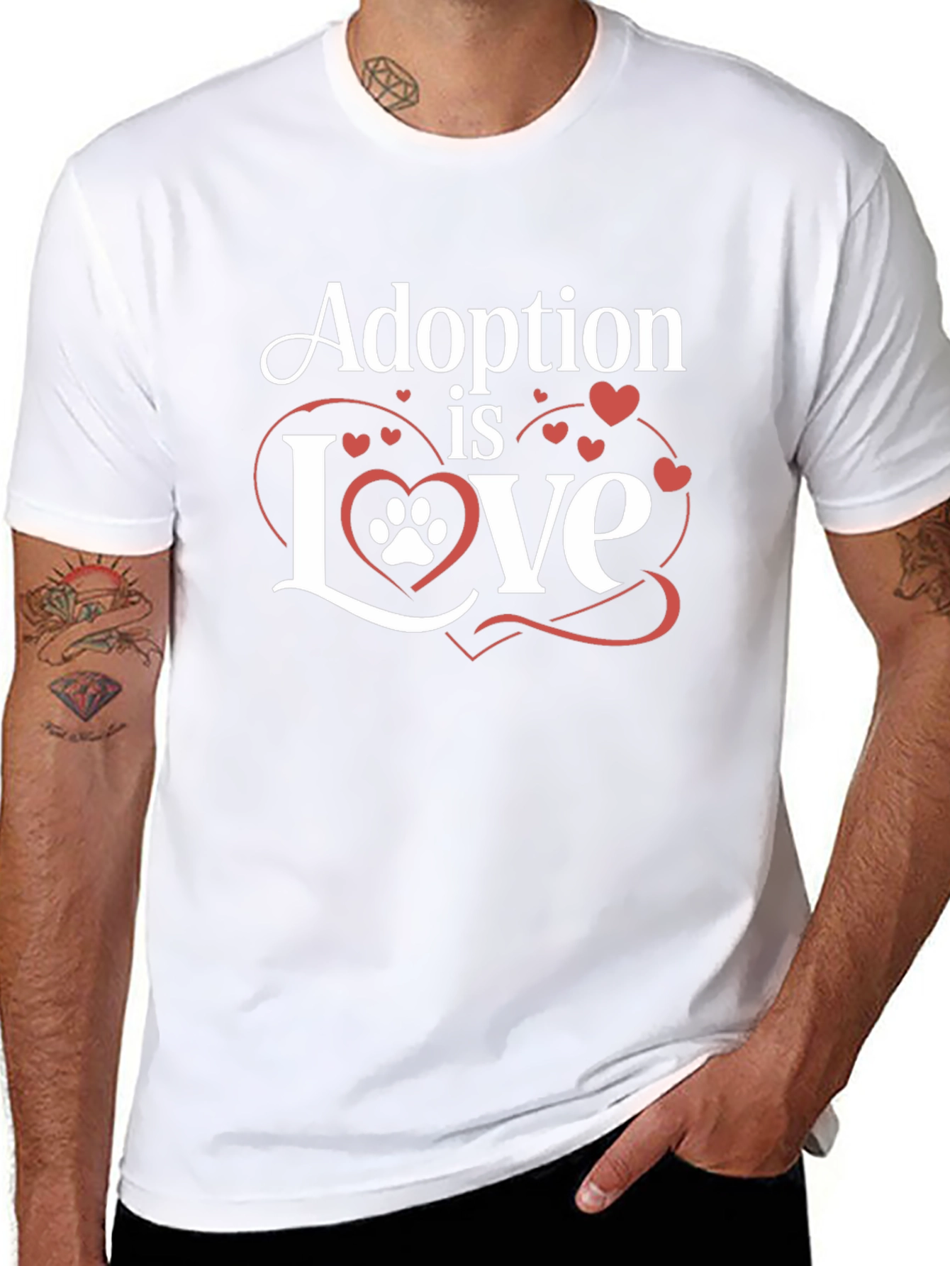 Adoption is Love Paw Print Heart T-Shirt