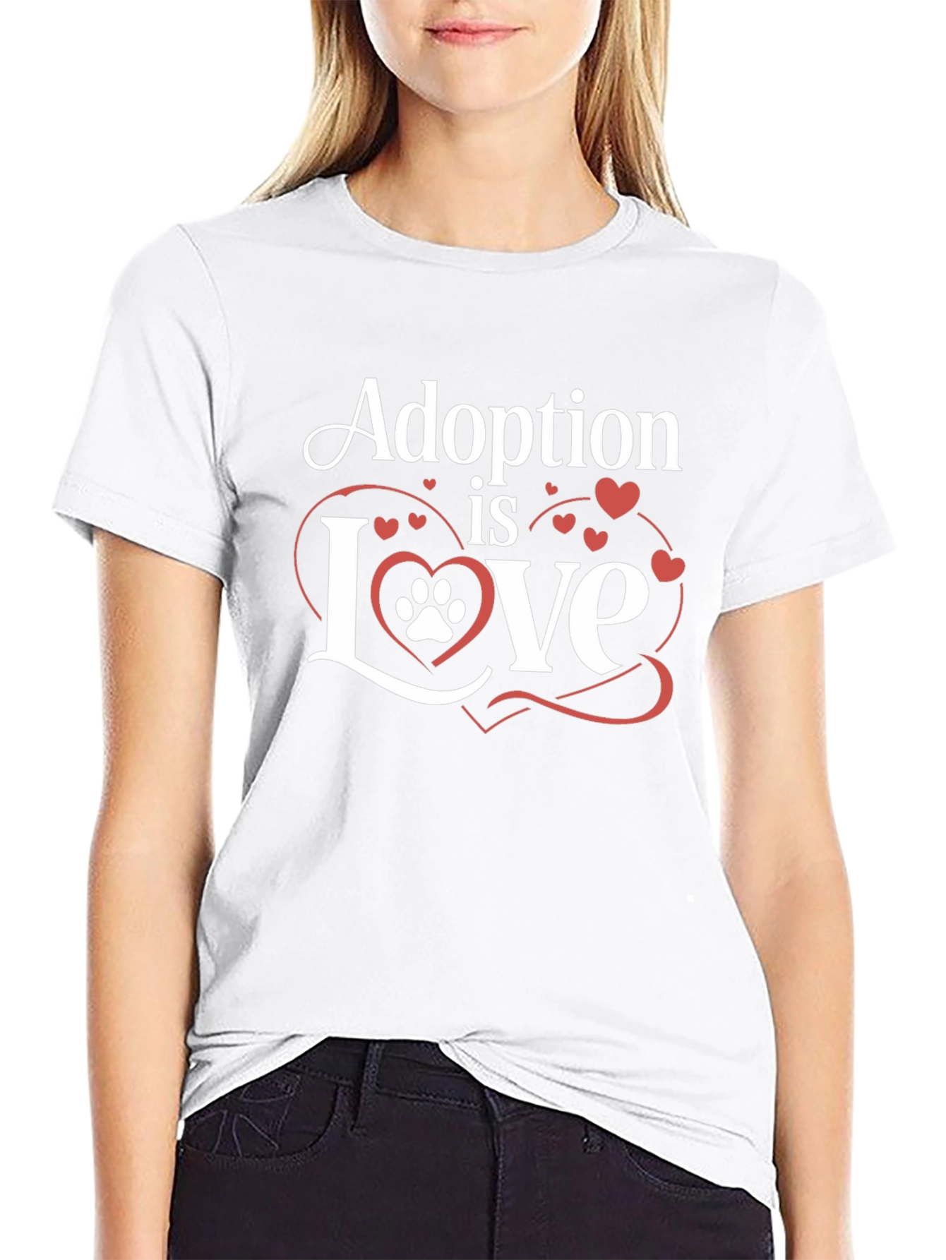 Adoption is Love Paw Print Heart T-Shirt