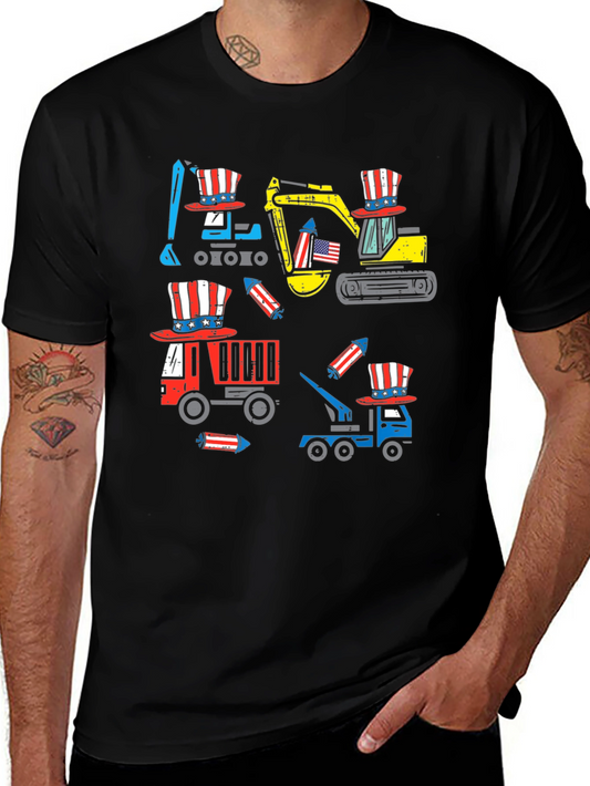 Patriotic Construction Truck T-Shirt
