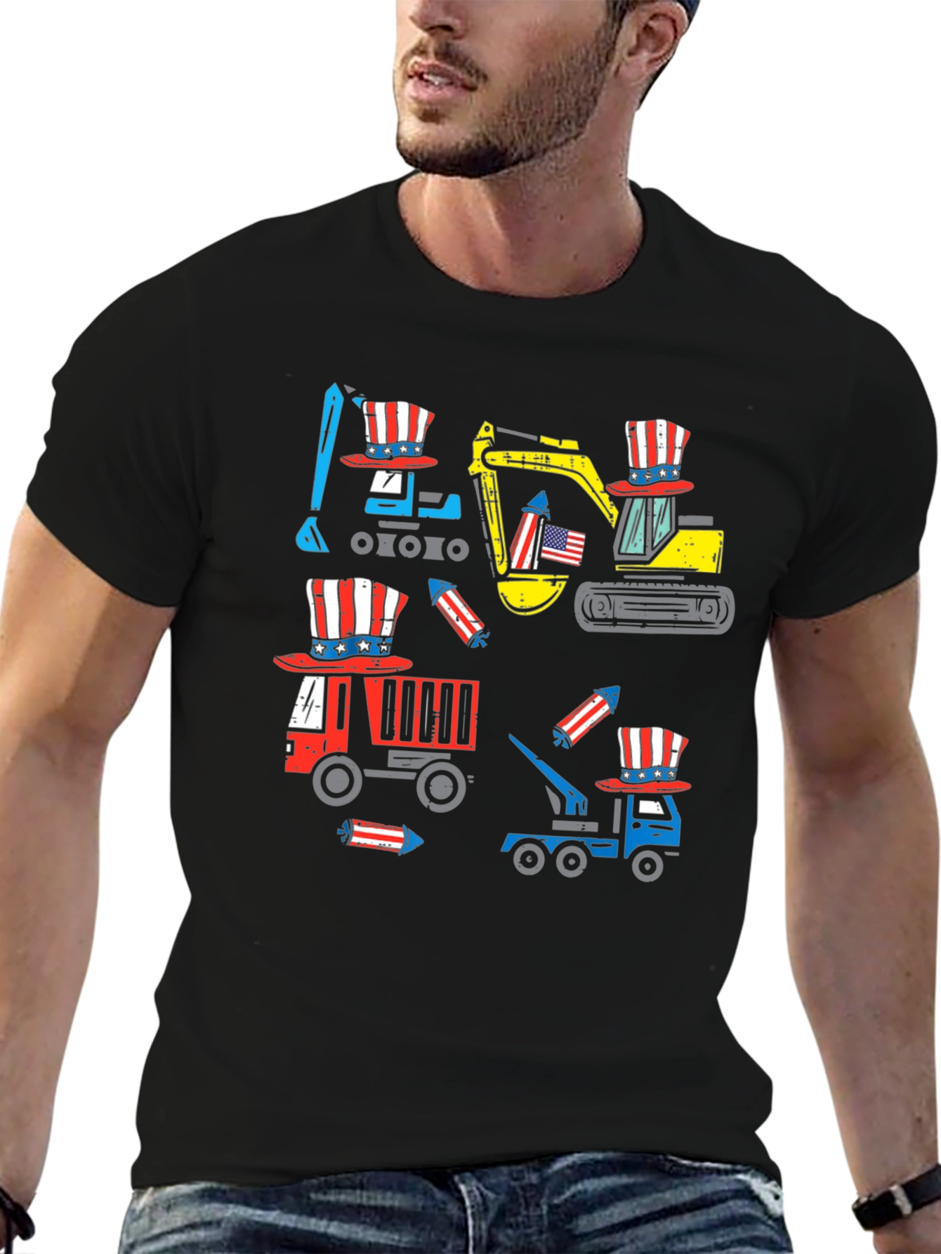Patriotic Construction Truck T-Shirt