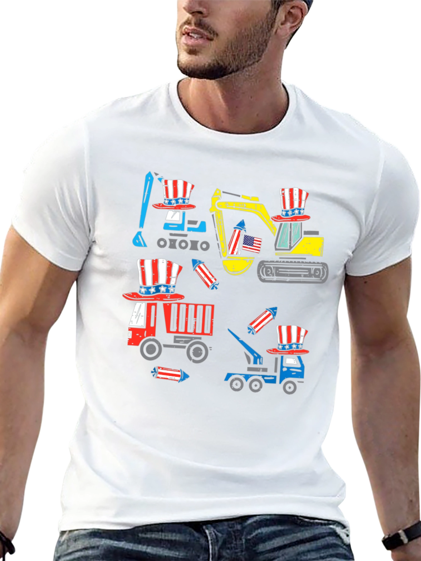 Patriotic Construction Truck T-Shirt