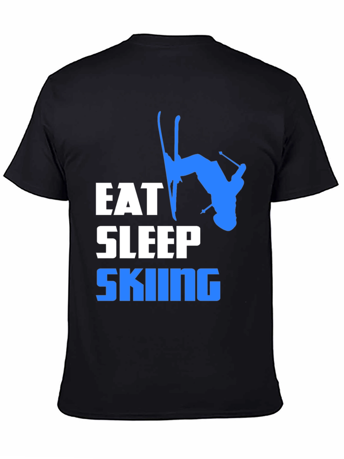 Eat Sleep Skiing Graphic T-Shirt - Black
