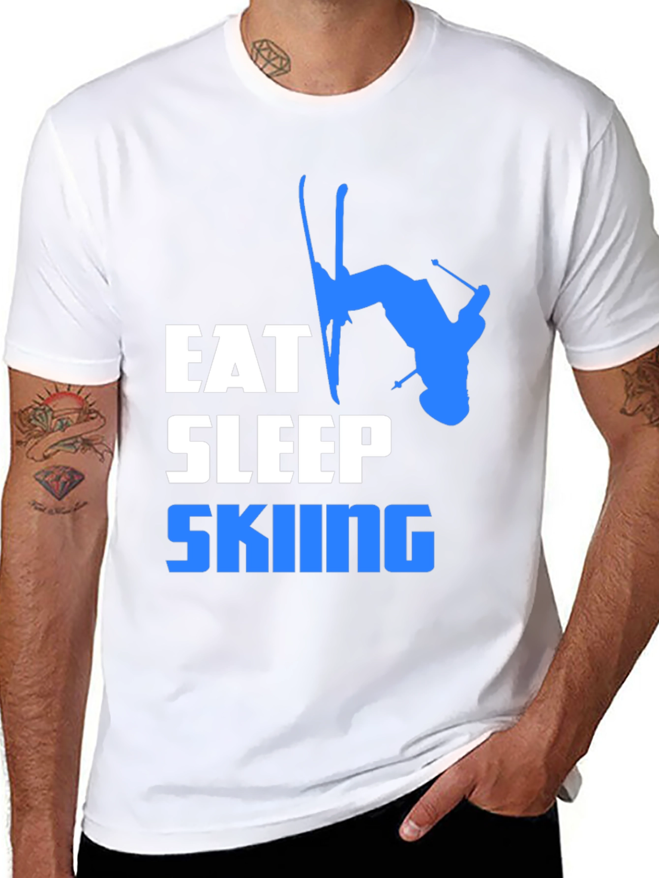 Eat Sleep Skiing Graphic T-Shirt - Black