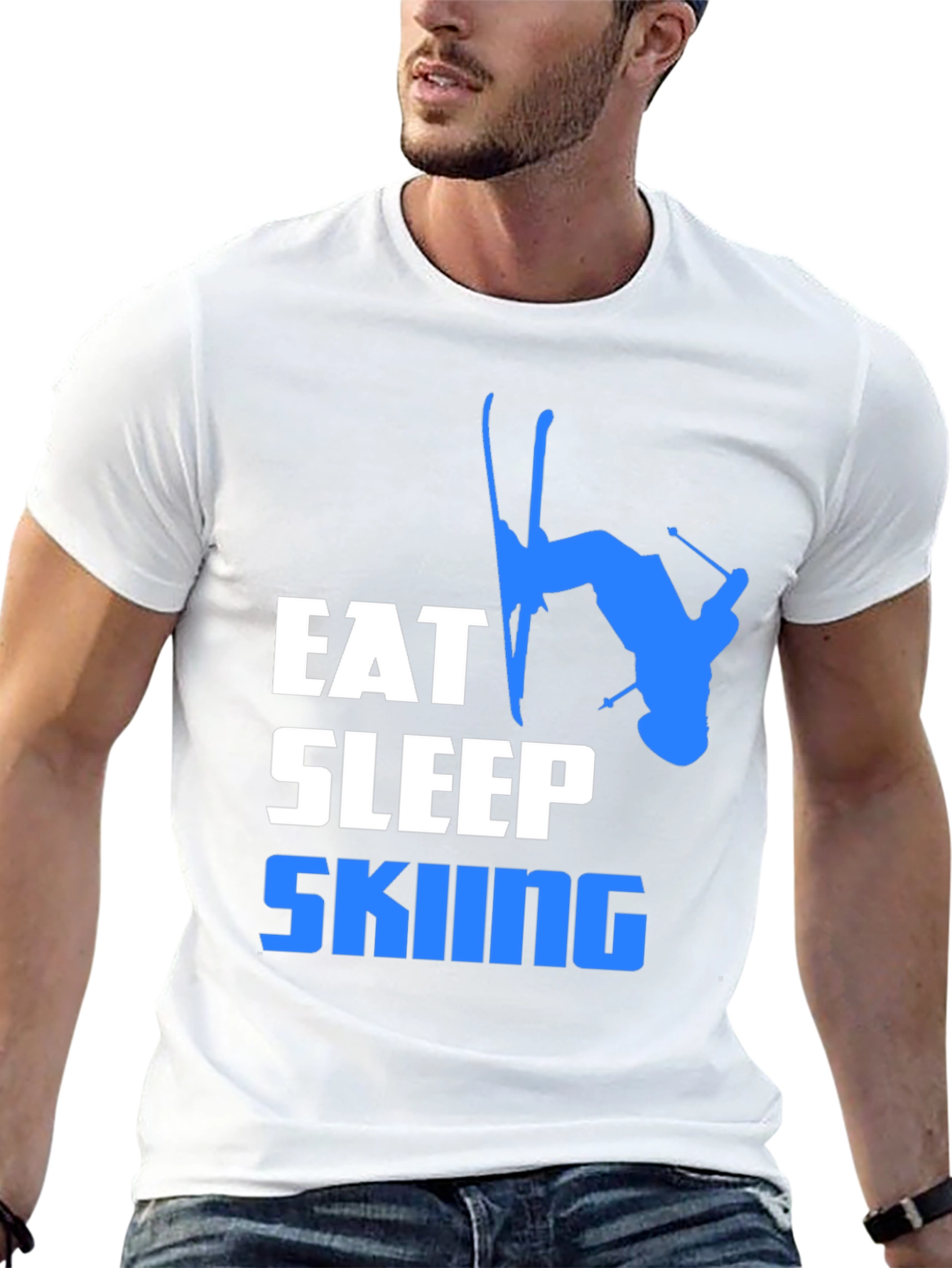 Eat Sleep Skiing Graphic T-Shirt - Black