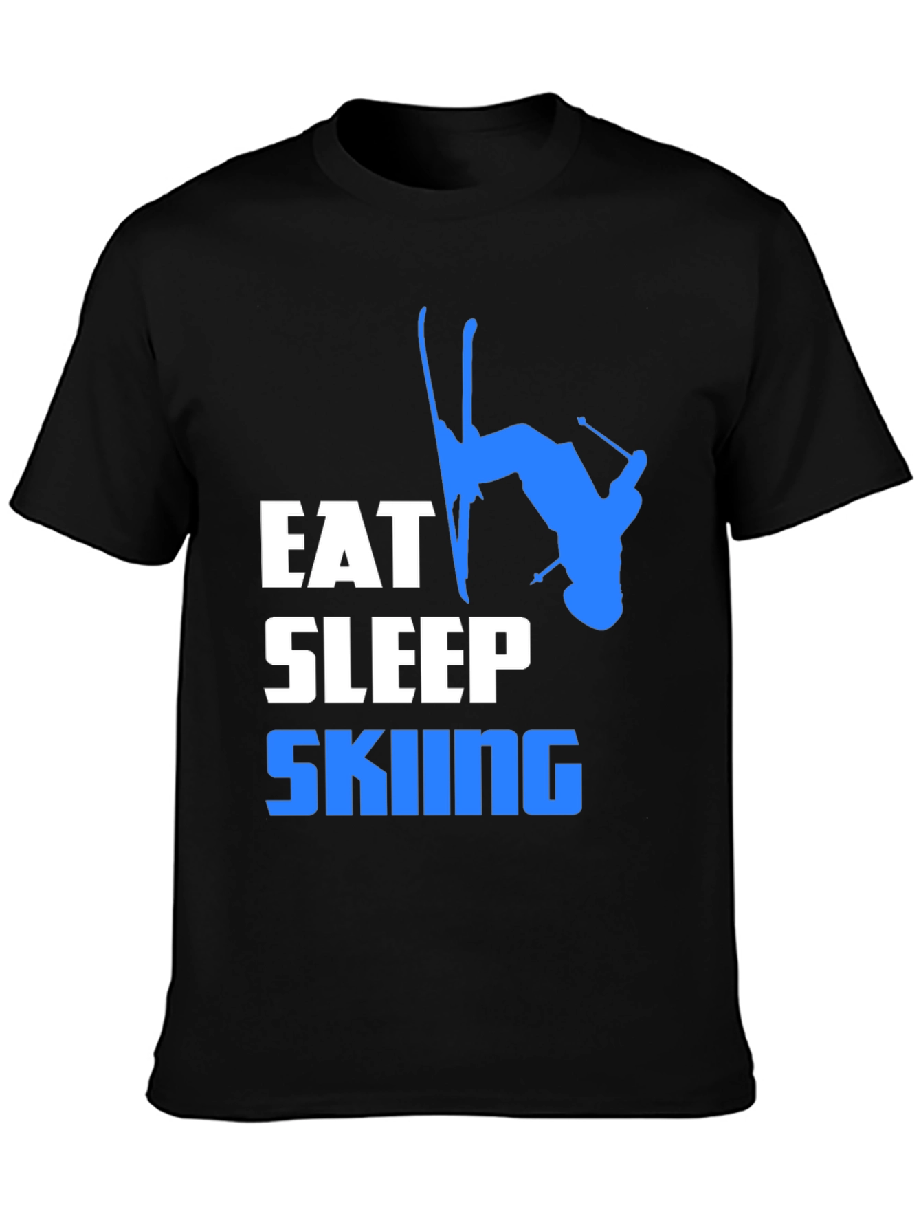 Eat Sleep Skiing Graphic T-Shirt - Black