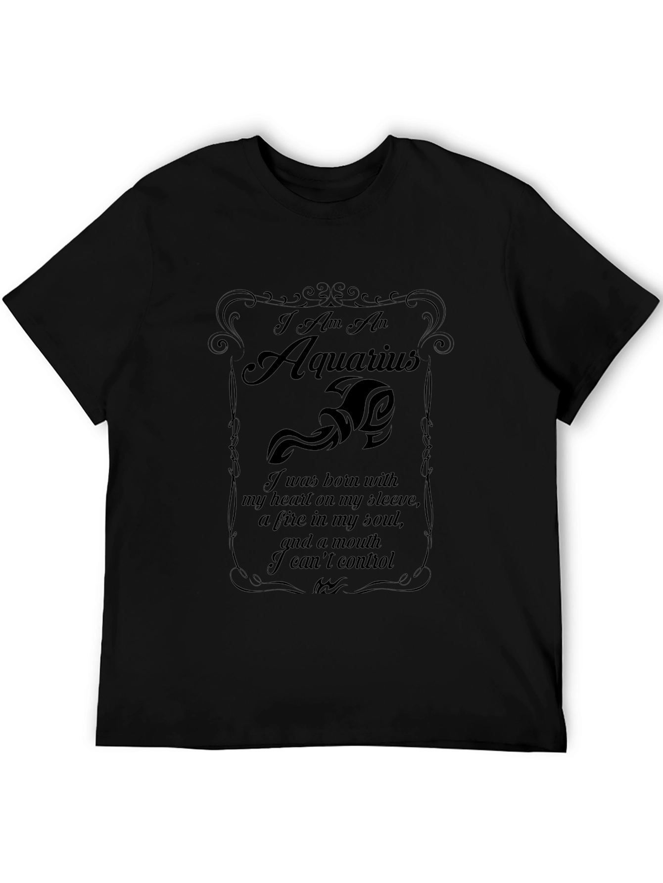 Aquarius Zodiac Black T-Shirt - Heart & Soul