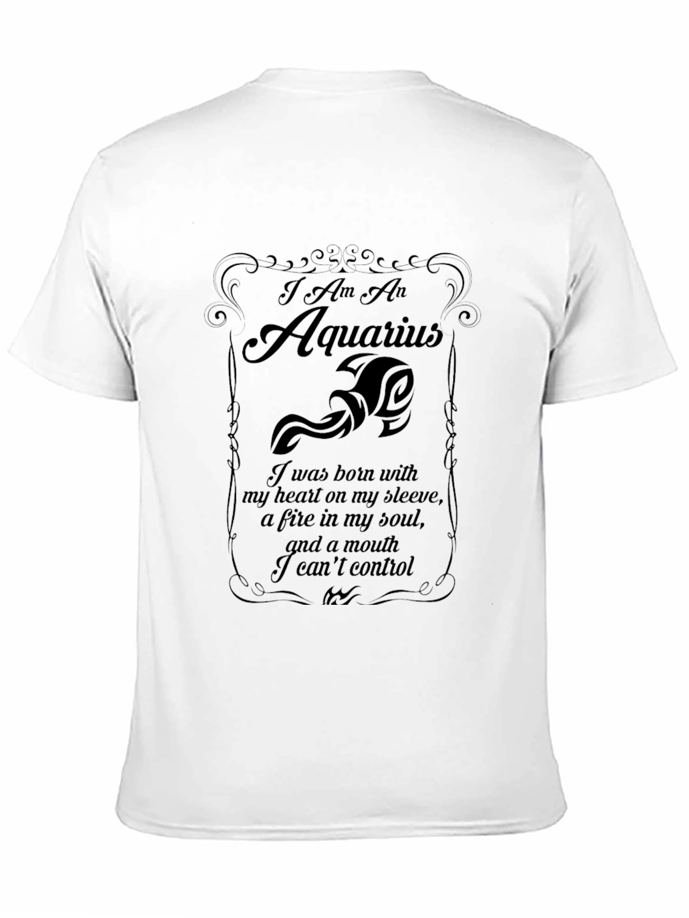Aquarius Zodiac Black T-Shirt - Heart & Soul