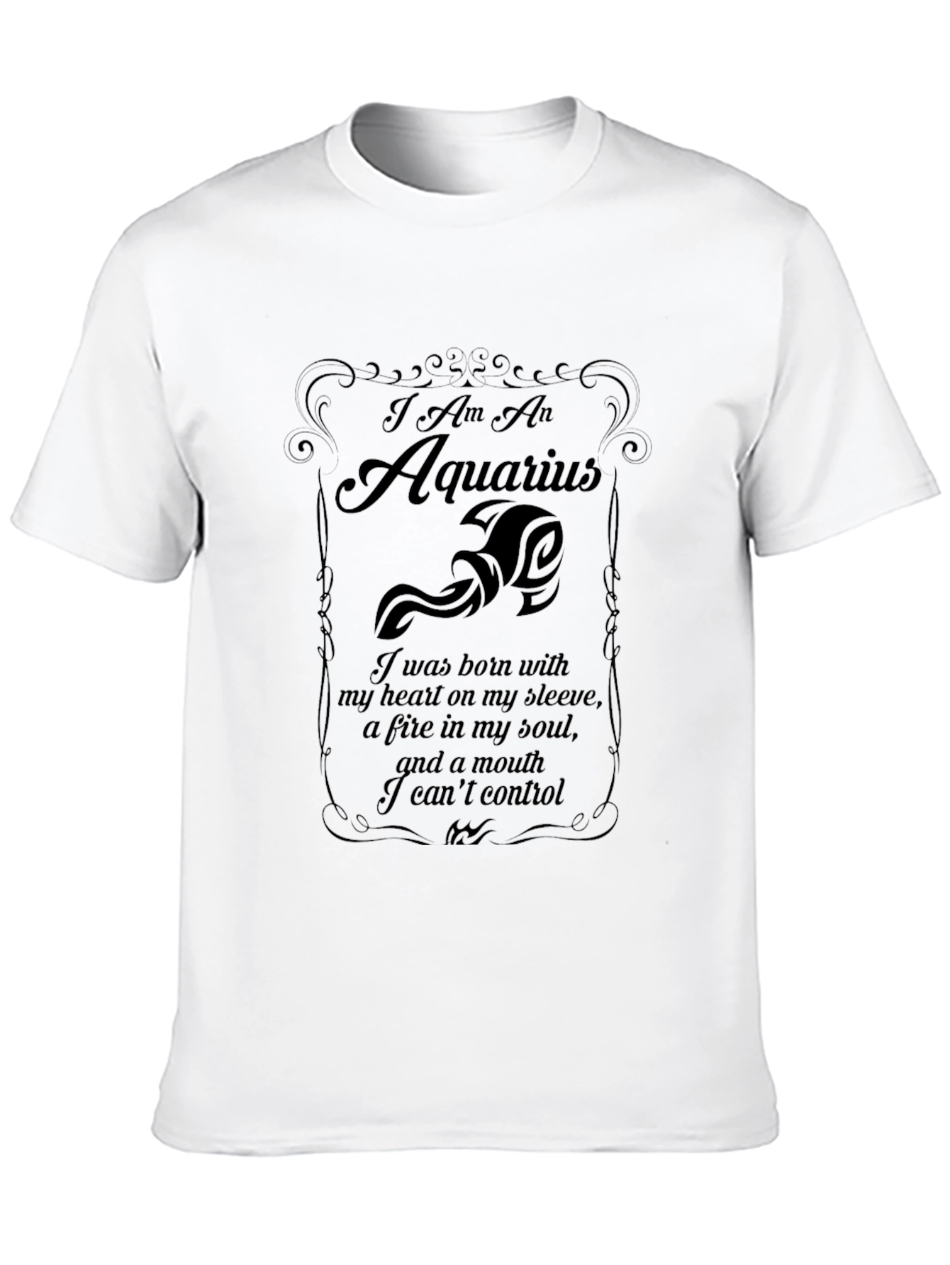 Aquarius Zodiac Black T-Shirt - Heart & Soul