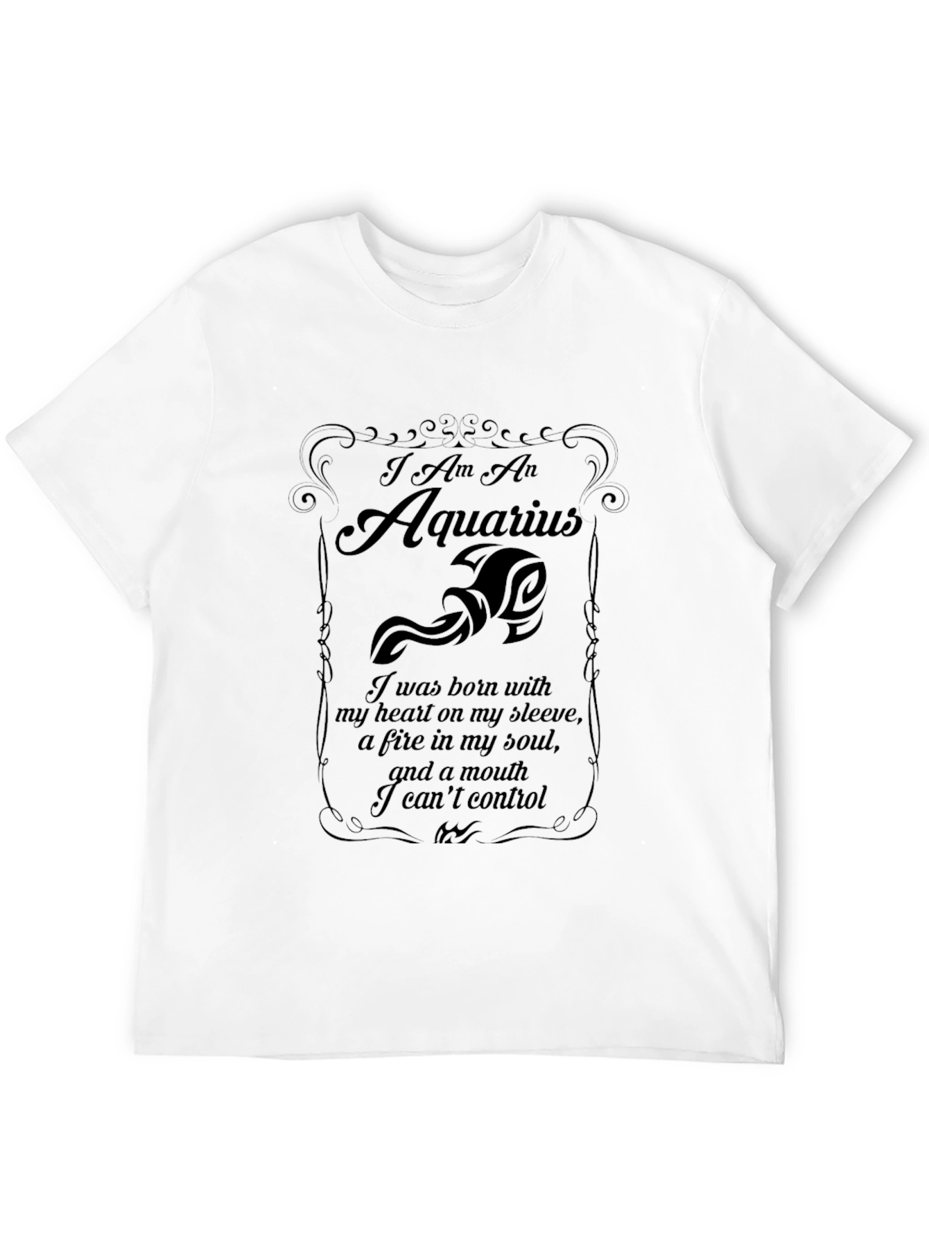 Aquarius Zodiac Black T-Shirt - Heart & Soul