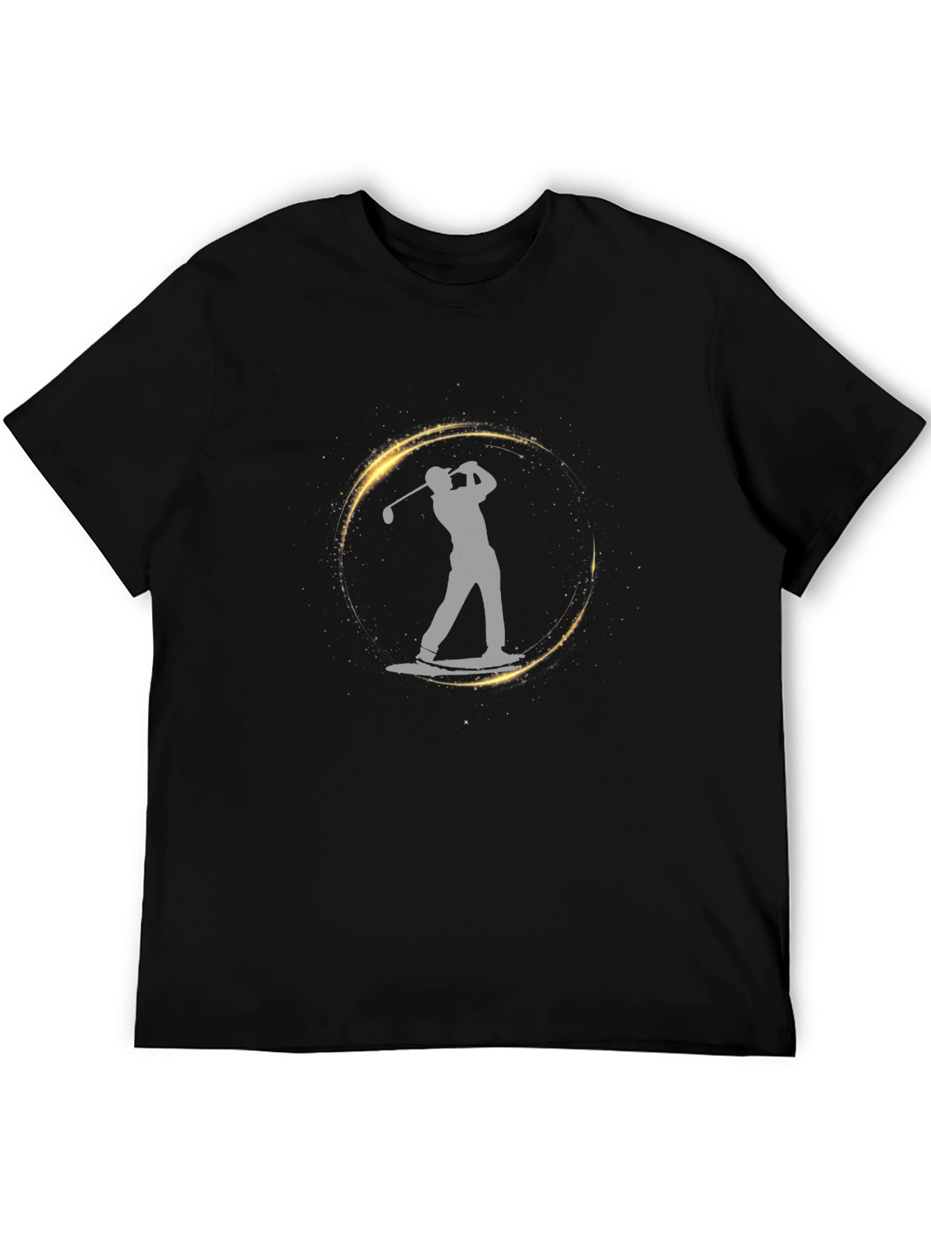 Golfer Silhouette Graphic Tee - Stylish Black Cotton Blend