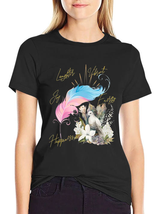 Dove Feather Positive Vibes Graphic Tee