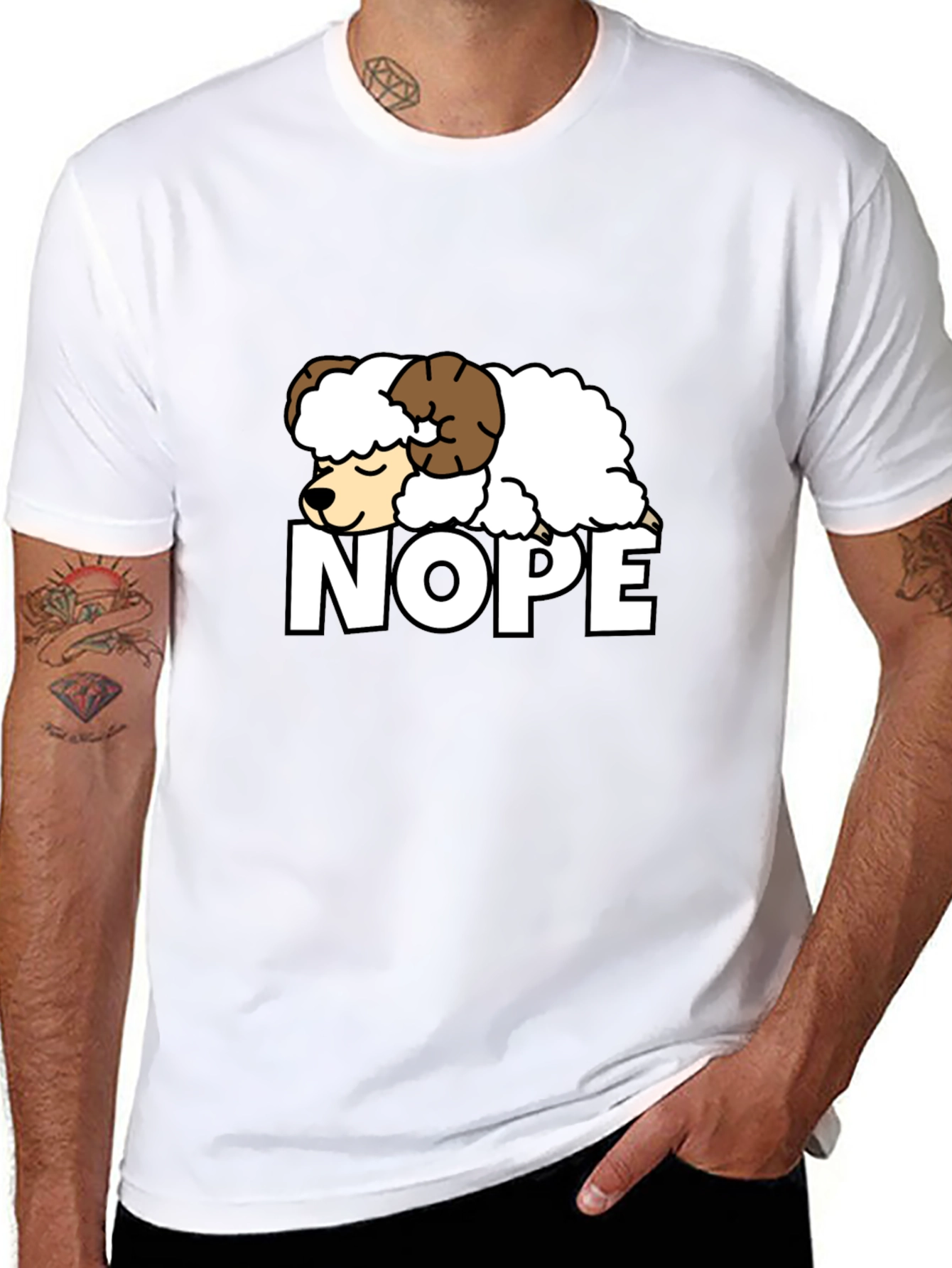 Nope Sheep Graphic Tee - Funny Lazy Animal T-Shirt