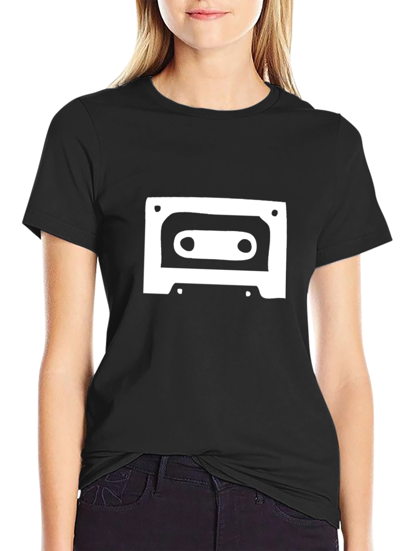 Retro Cassette Tape Graphic T-Shirt - Black