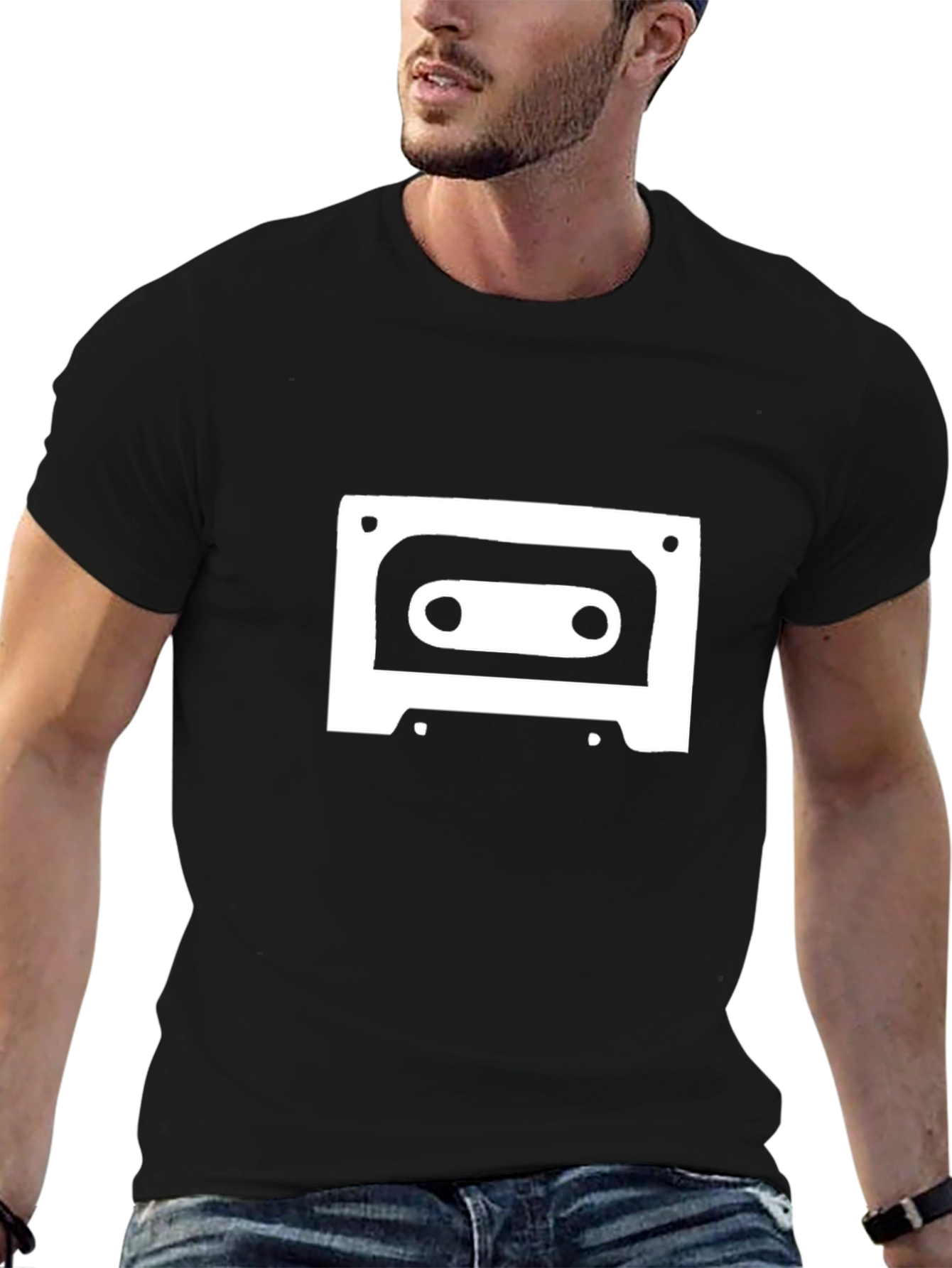 Retro Cassette Tape Graphic T-Shirt - Black