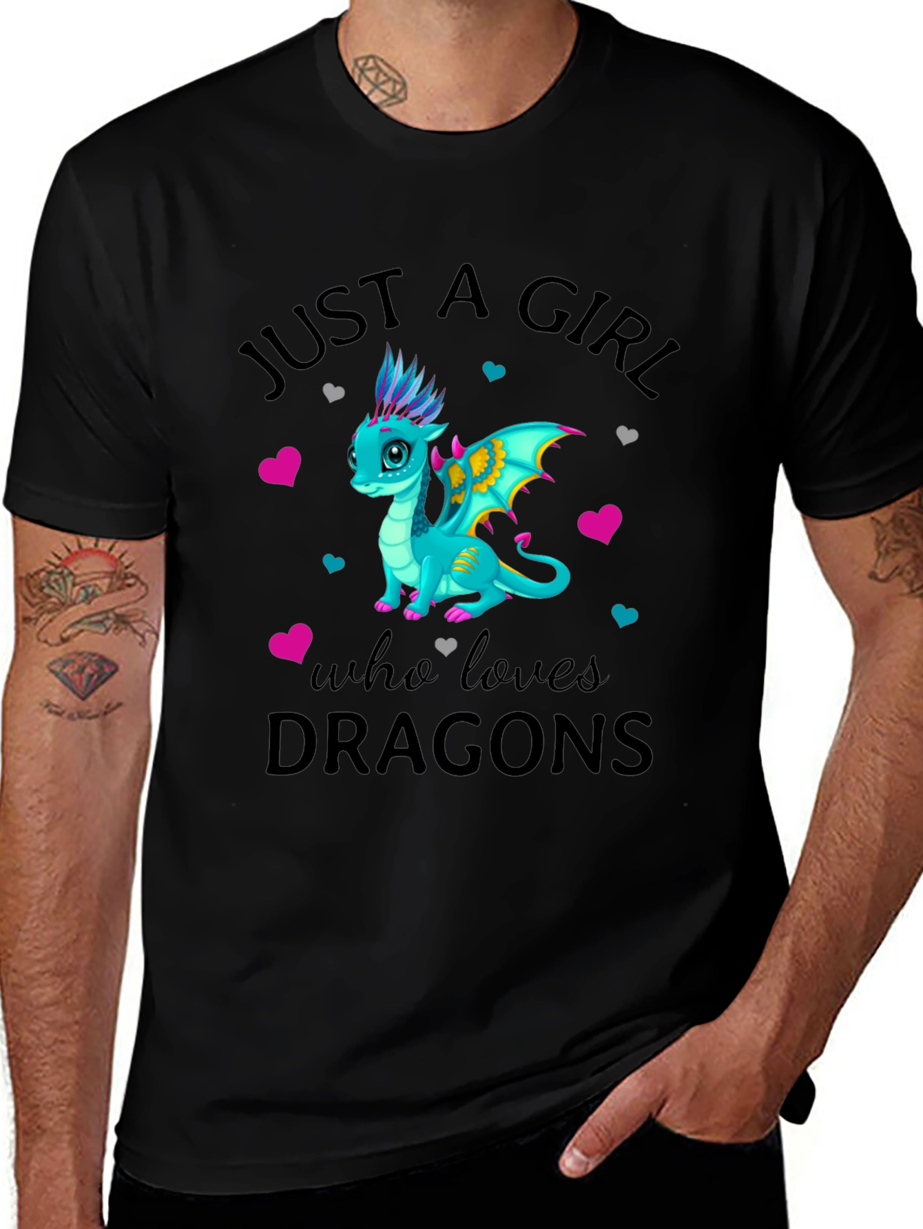 Just a Girl Who Loves Dragons Black T-Shirt
