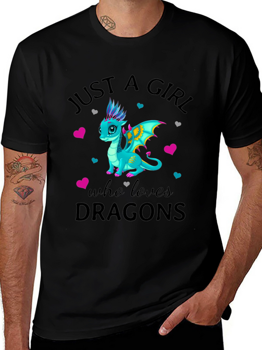 Just a Girl Who Loves Dragons Black T-Shirt