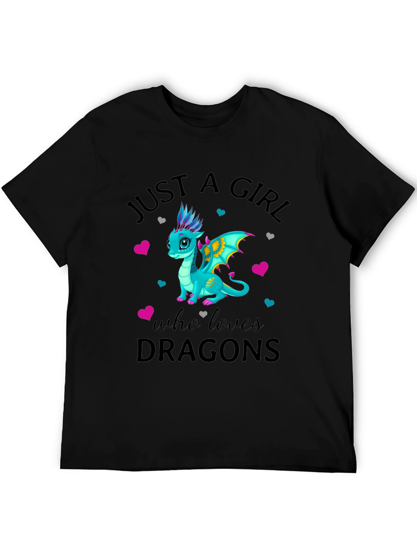 Just a Girl Who Loves Dragons Black T-Shirt
