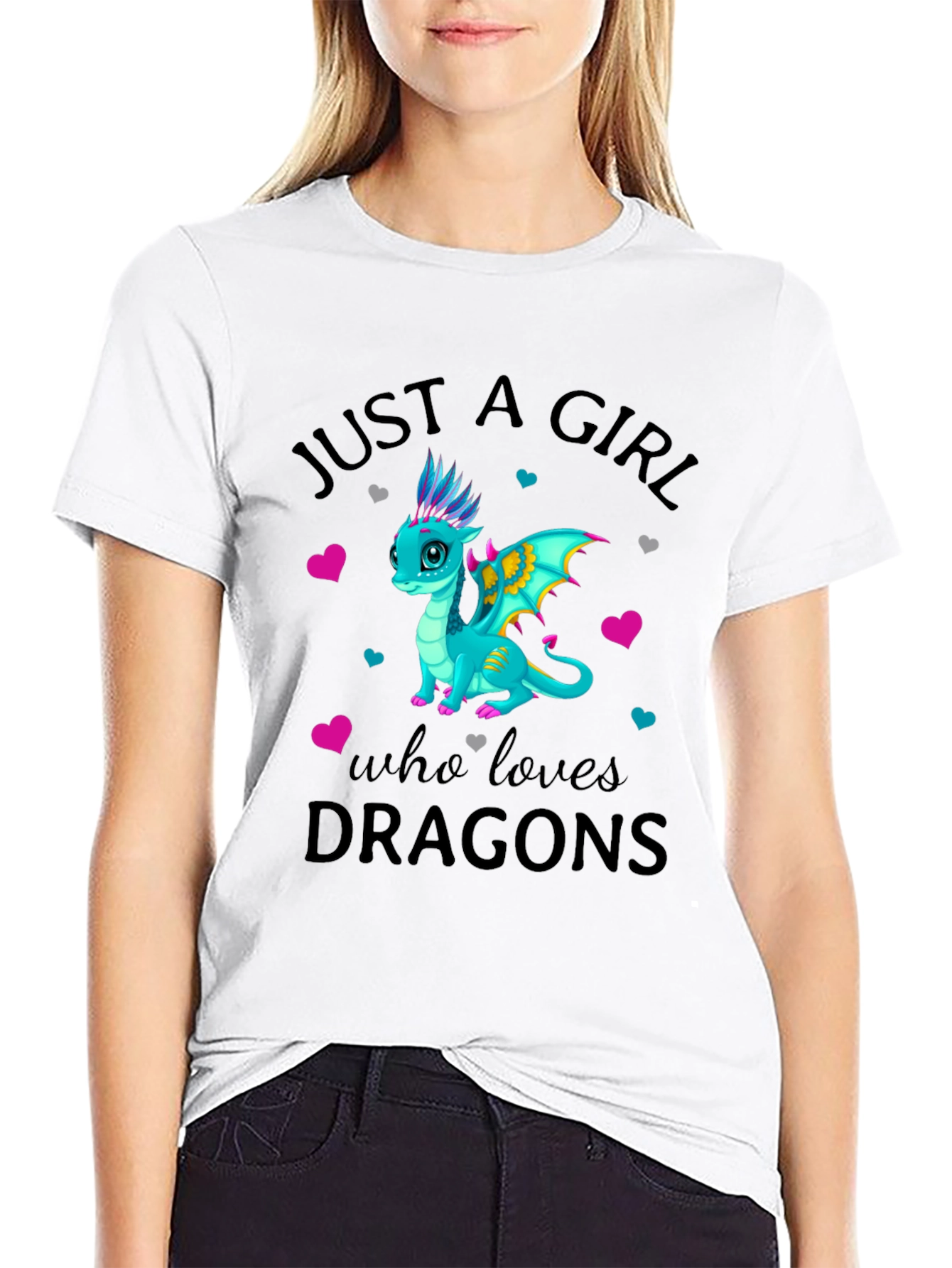 Just a Girl Who Loves Dragons Black T-Shirt